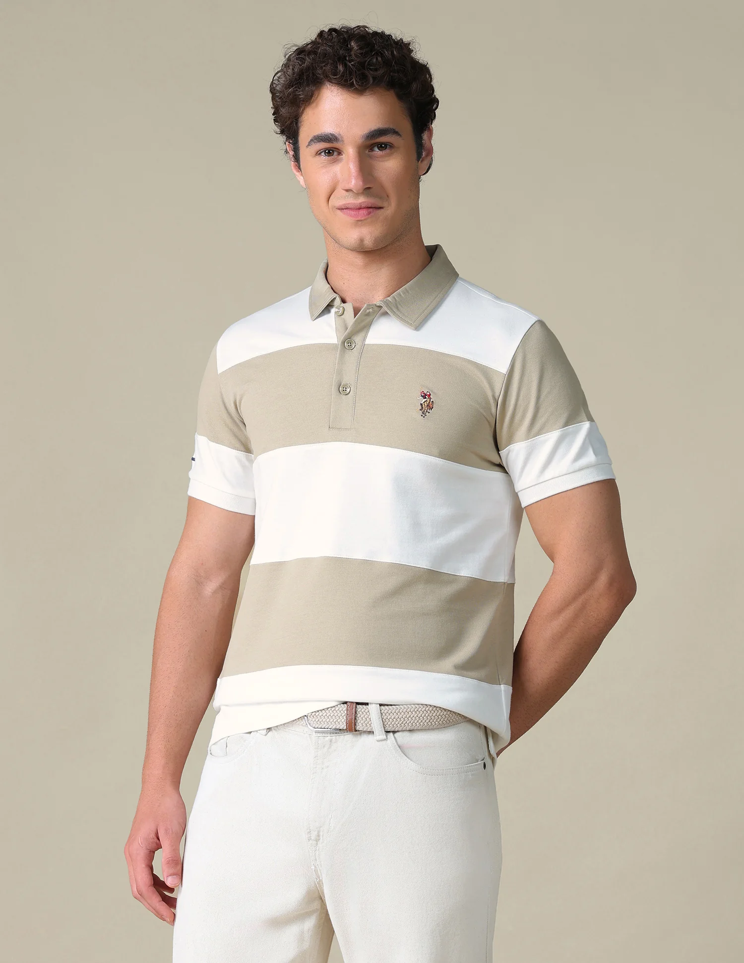 Horizontal Striped Slim Fit Polo Shirt