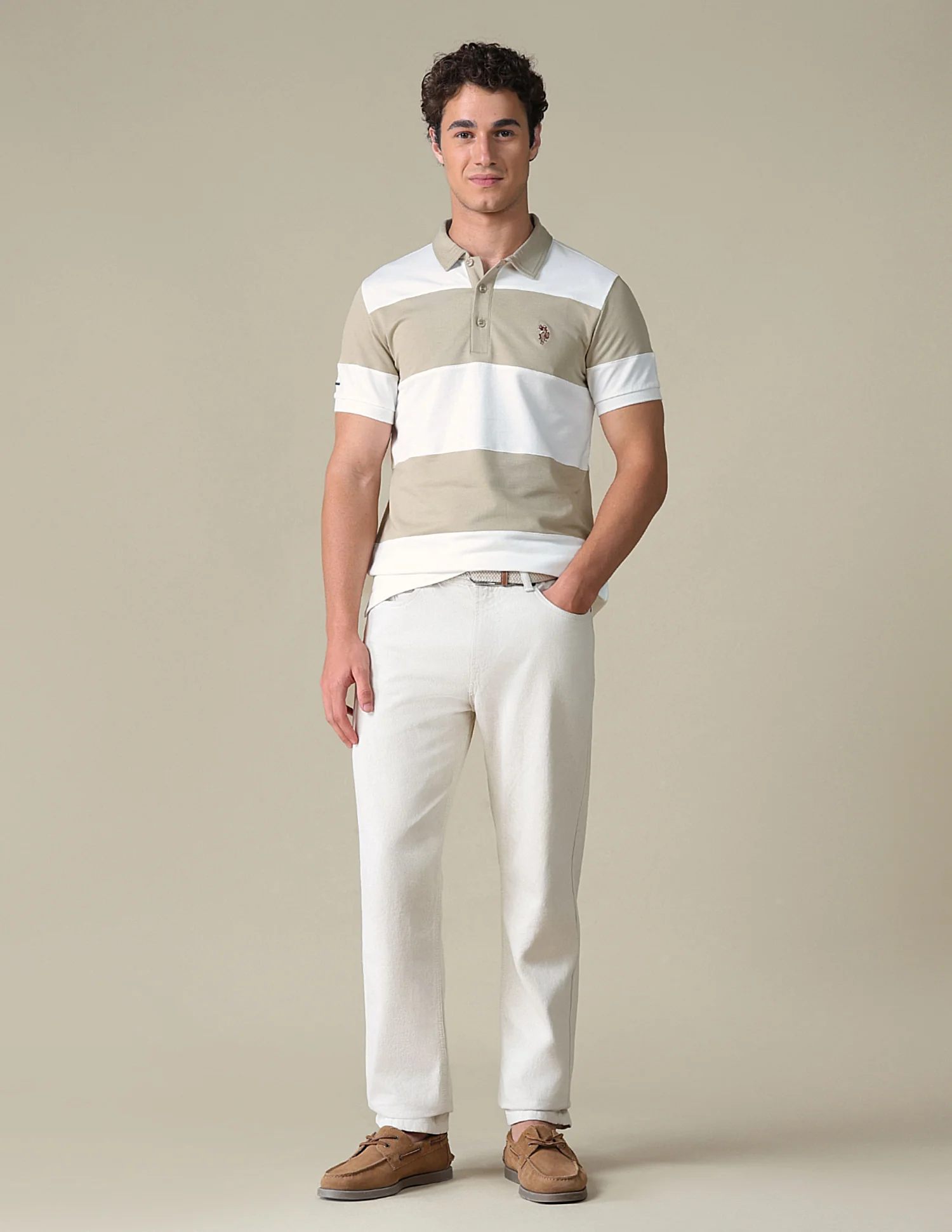 Horizontal Striped Slim Fit Polo Shirt - Image 3