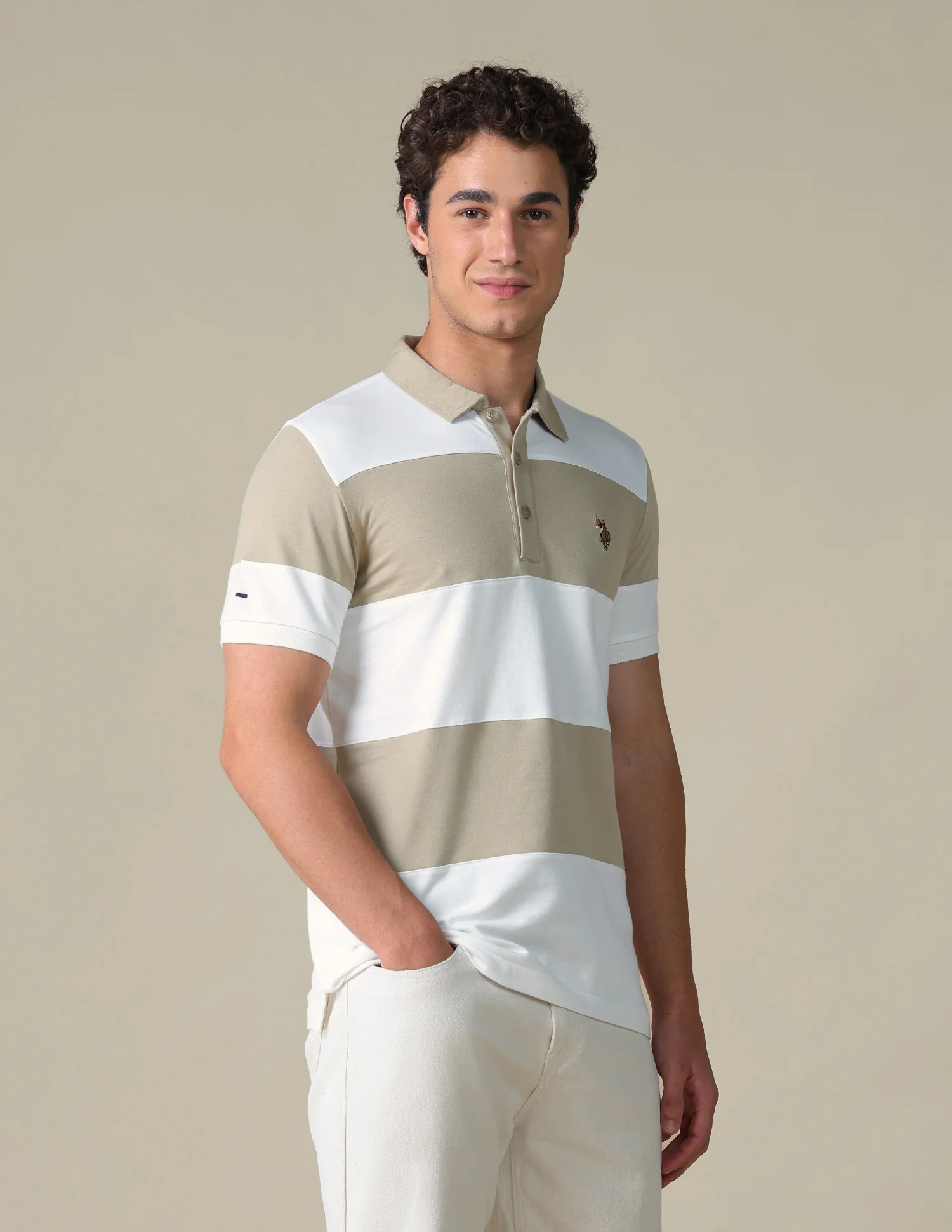 Horizontal Striped Slim Fit Polo Shirt - Image 4
