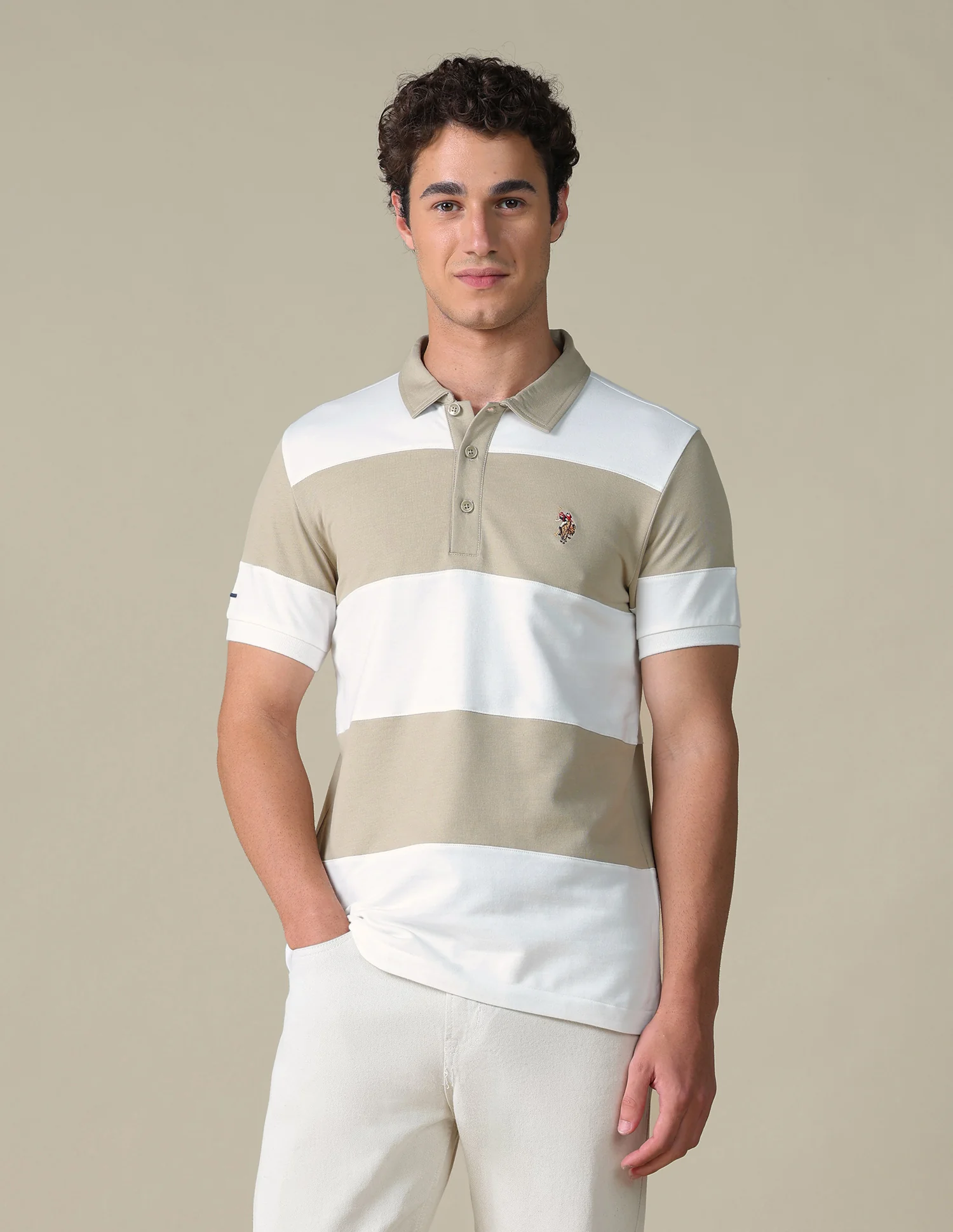 Horizontal Striped Slim Fit Polo Shirt - Image 6