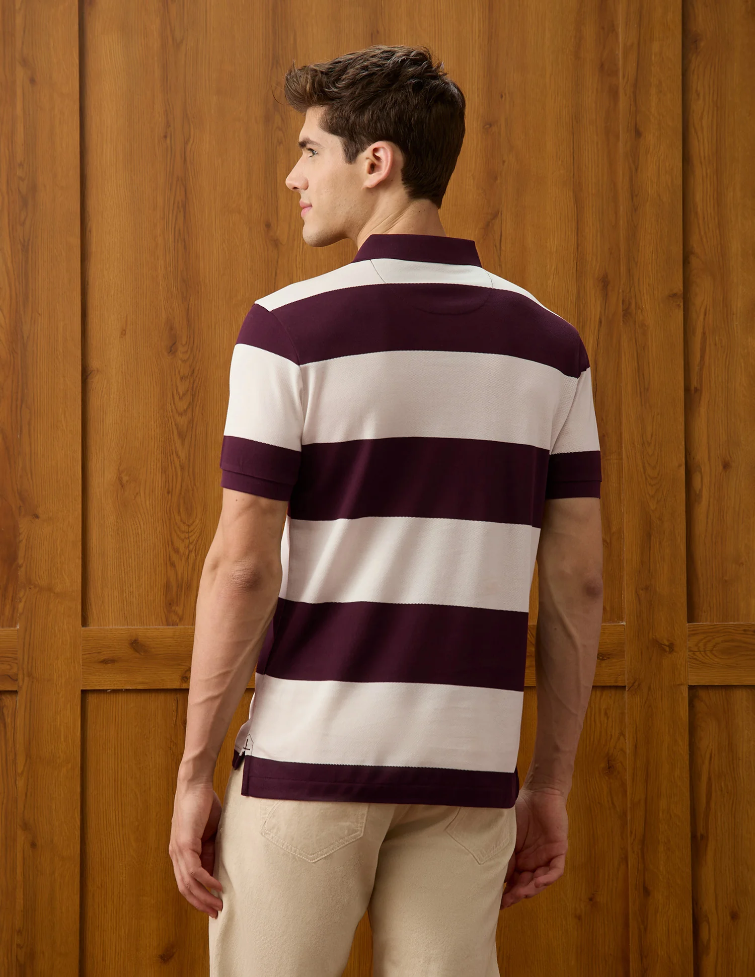 Horizontal Striped Slim Fit Polo Shirt - Image 5