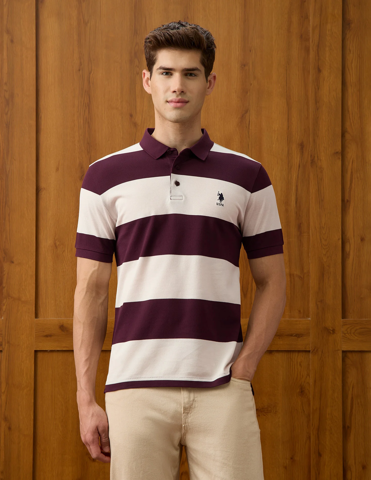 Horizontal Striped Slim Fit Polo Shirt - Image 6