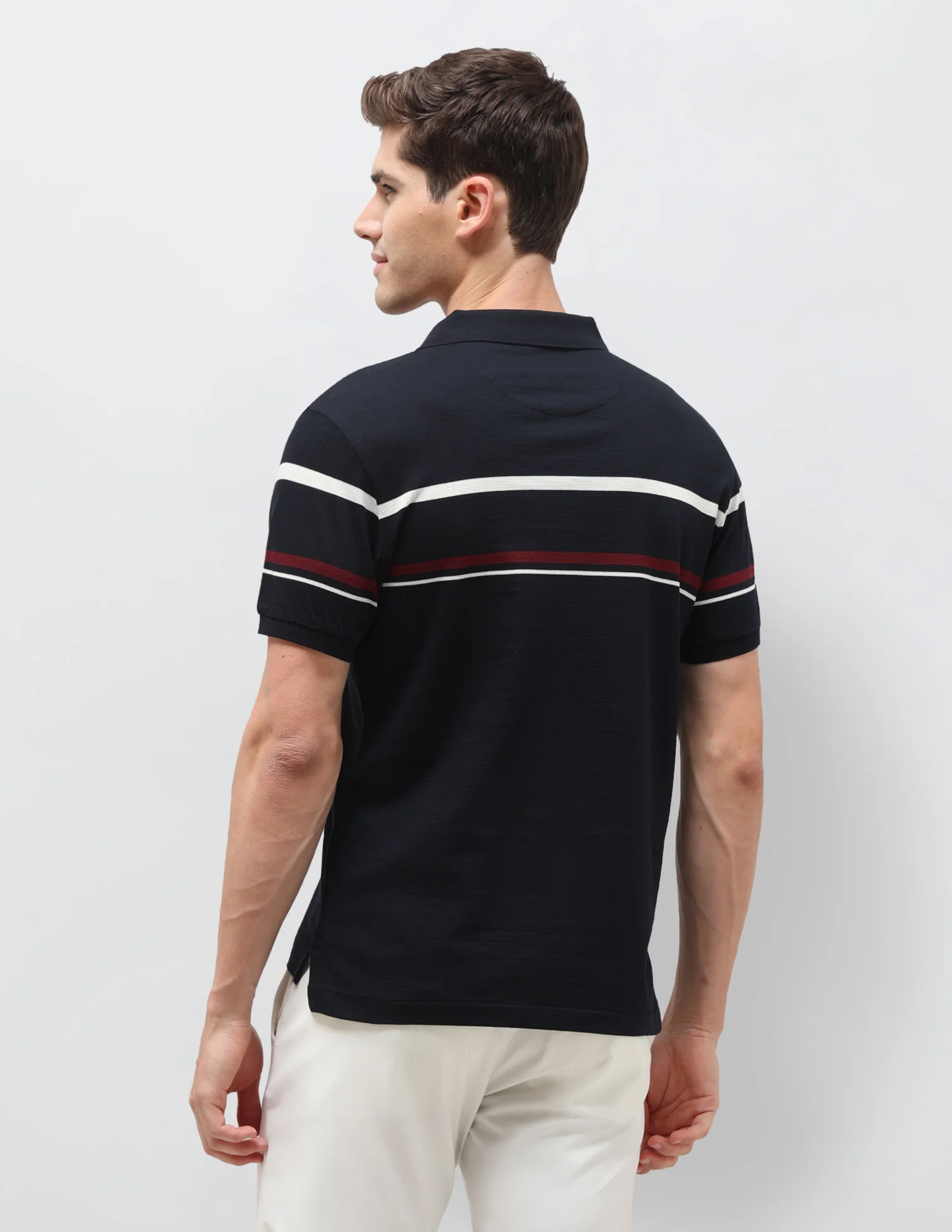 Horizontal Striped Slim Fit Polo Shirt - Image 5