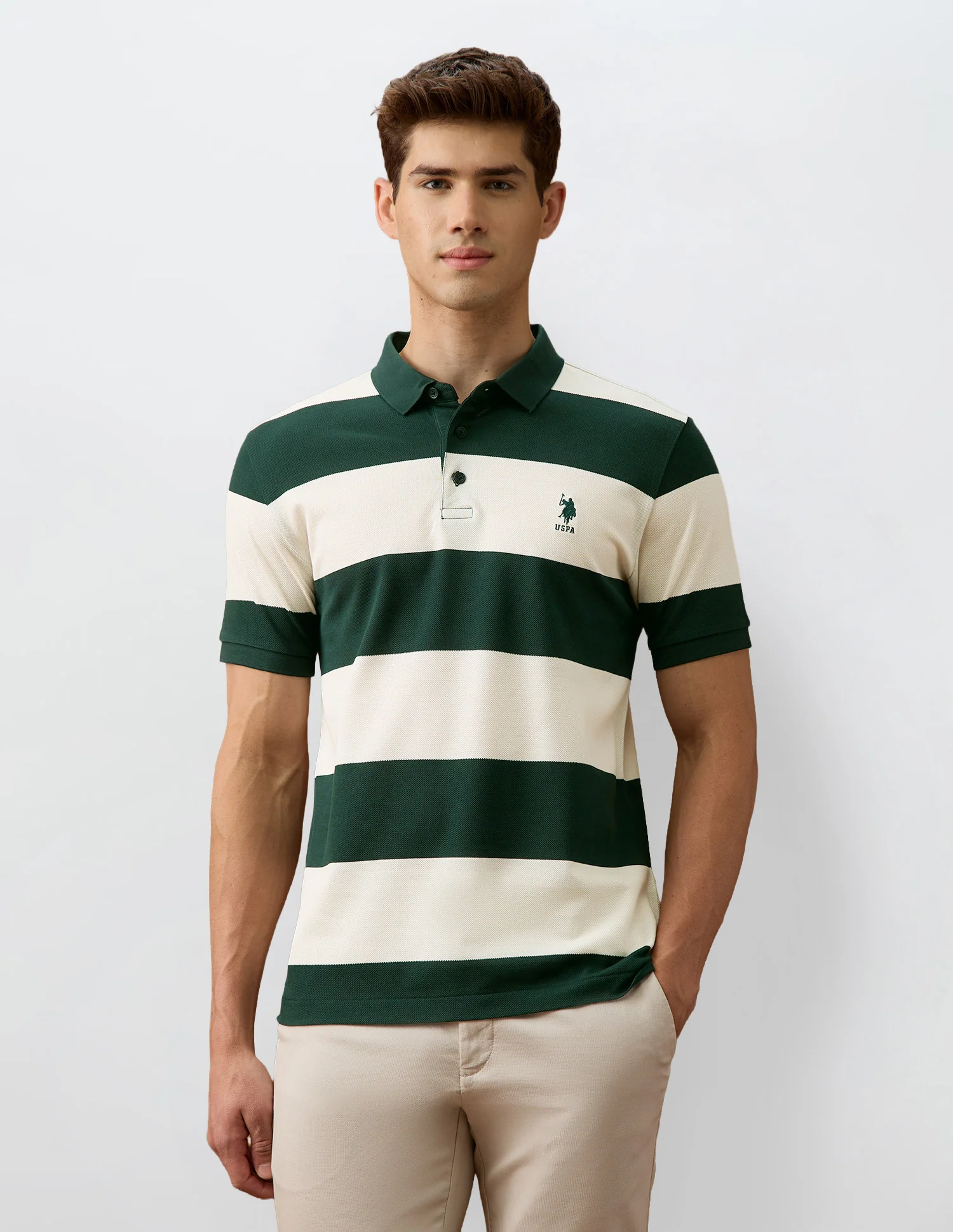 Horizontal Striped Slim Fit Polo Shirt