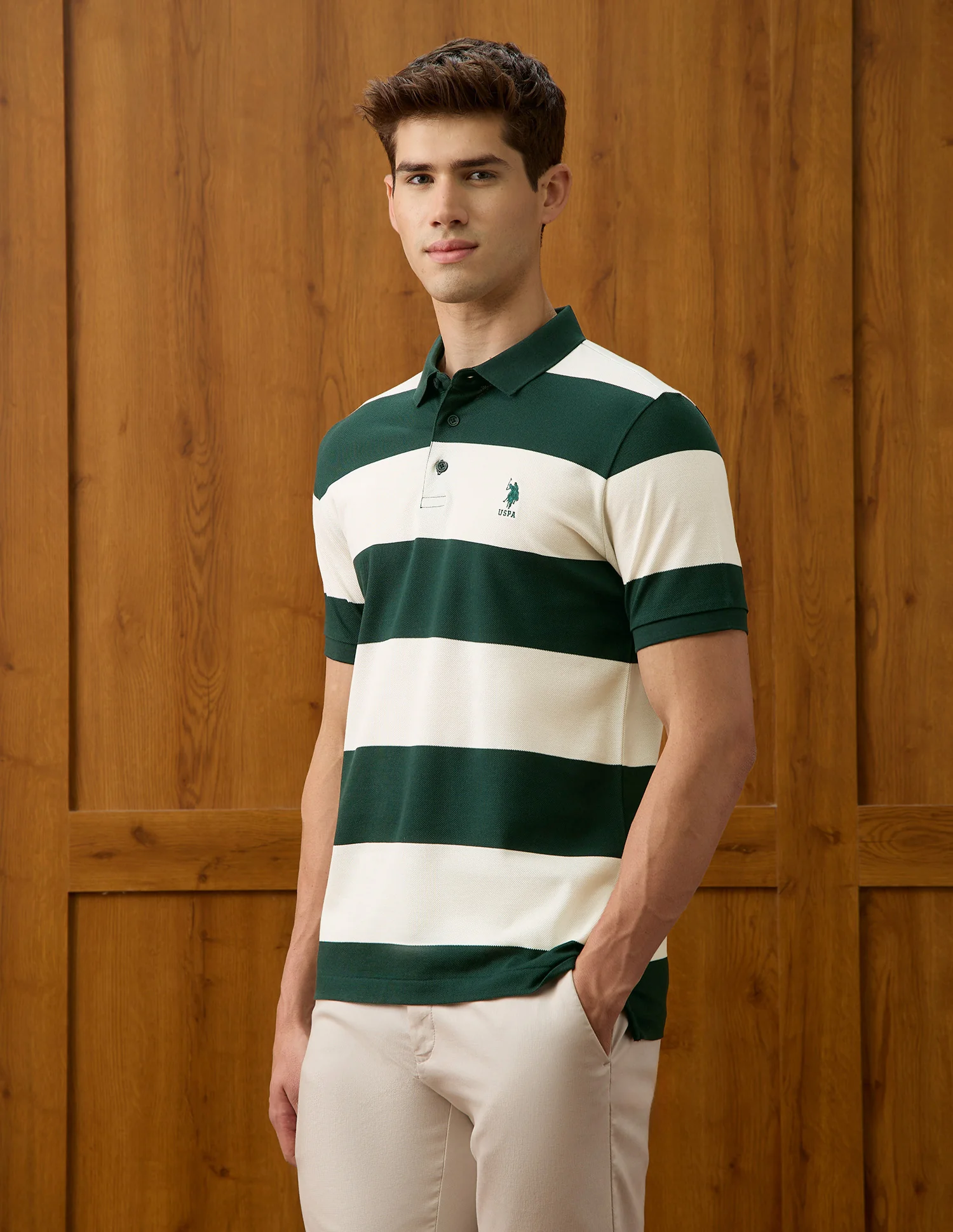 Horizontal Striped Slim Fit Polo Shirt - Image 4