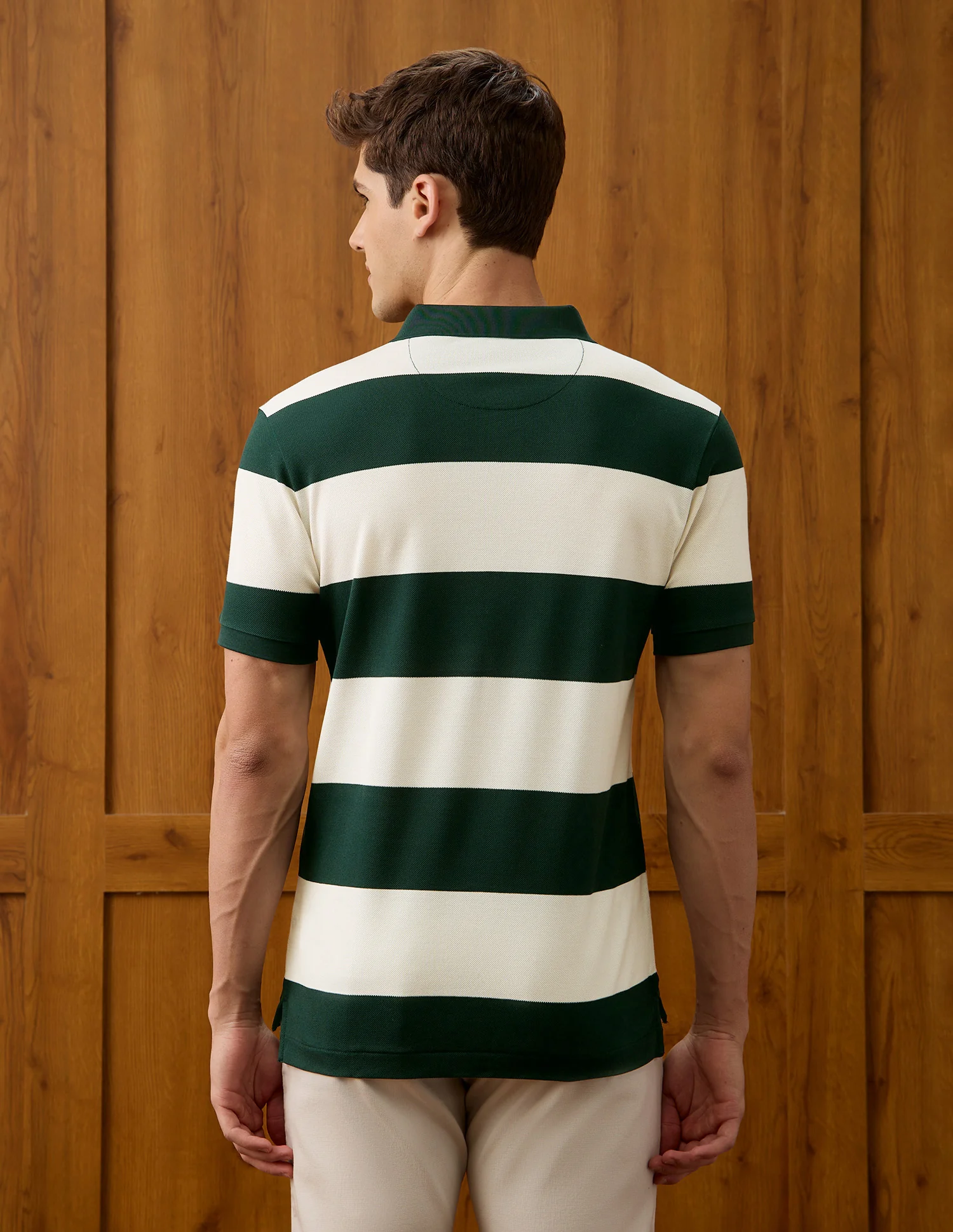 Horizontal Striped Slim Fit Polo Shirt - Image 5