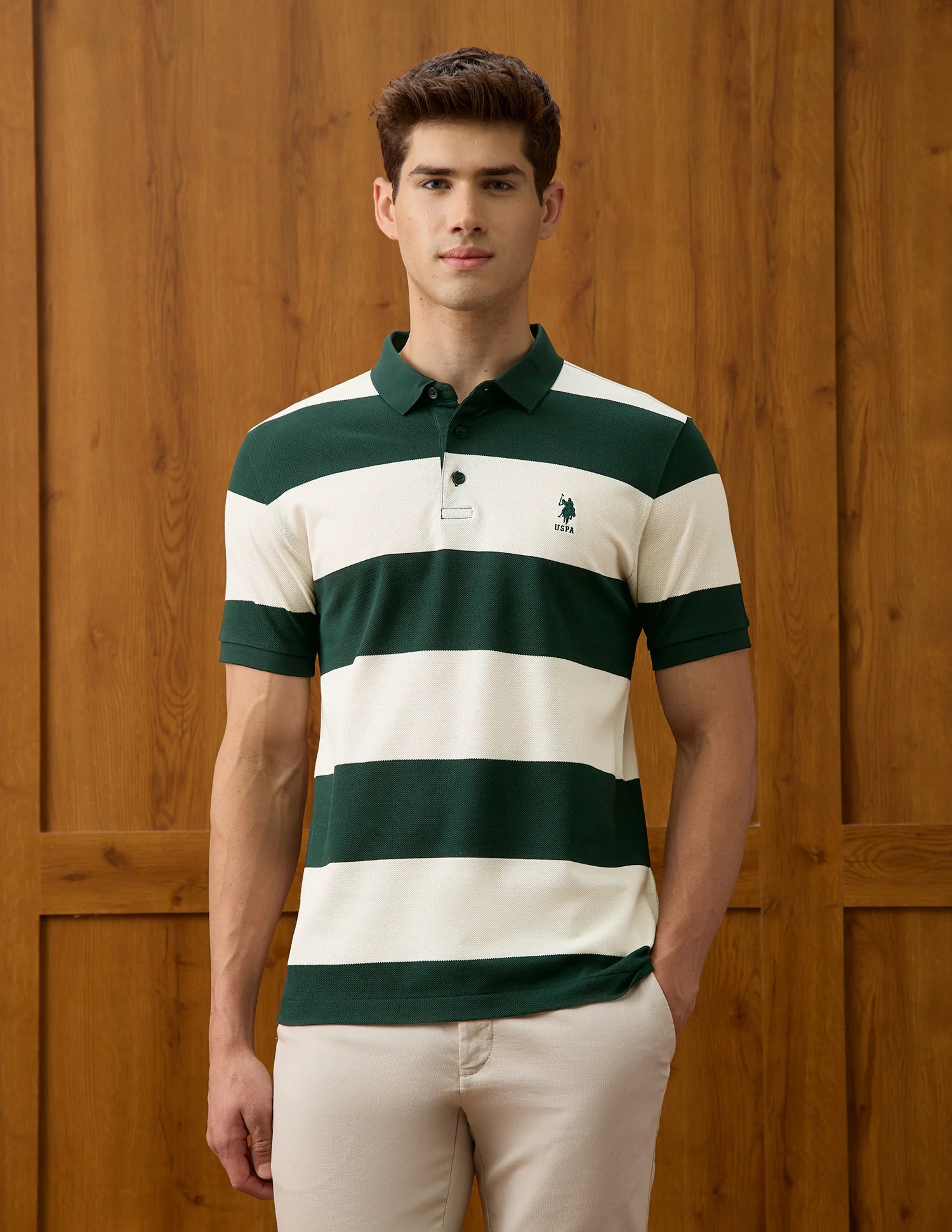 Horizontal Striped Slim Fit Polo Shirt - Image 6
