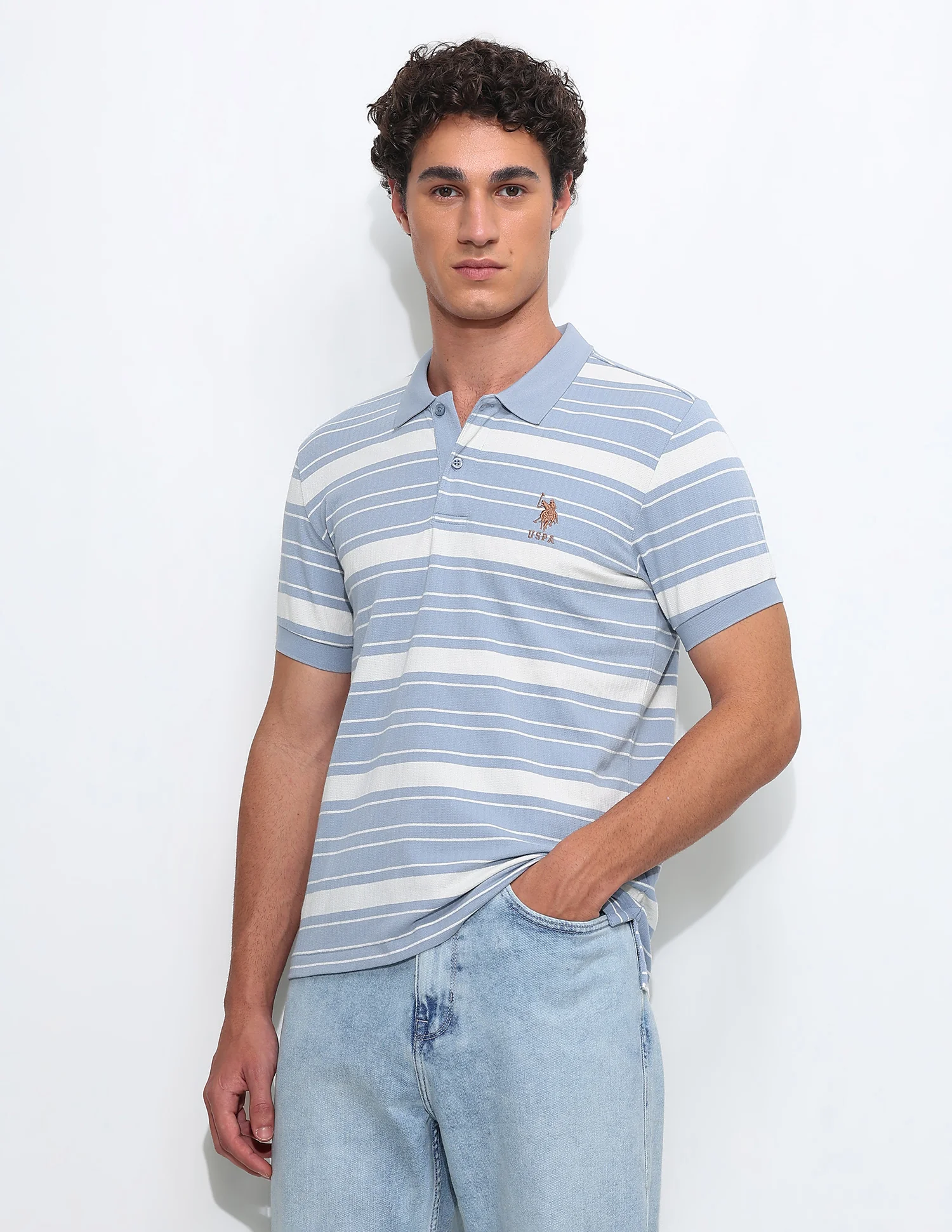 Horizontal Striped Slim Fit Polo Shirt - Image 4