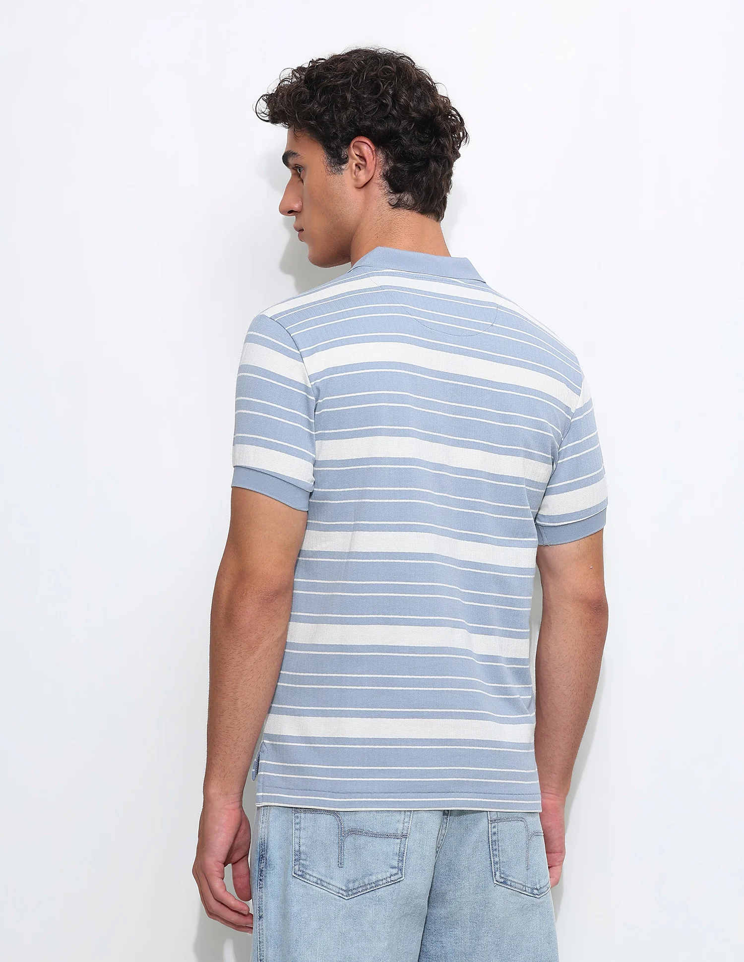 Horizontal Striped Slim Fit Polo Shirt - Image 5