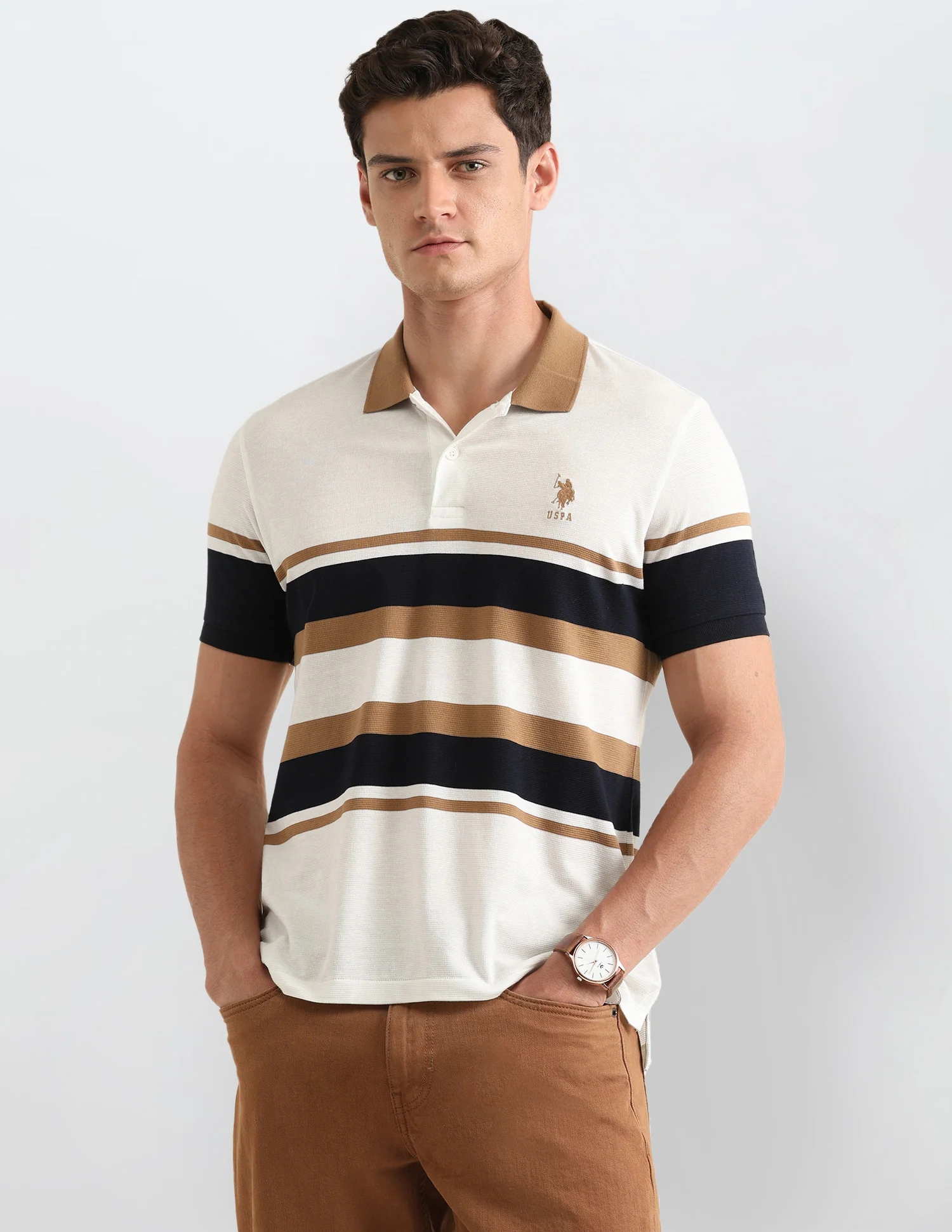 Horizontal Striped Slim Fit Polo Shirt