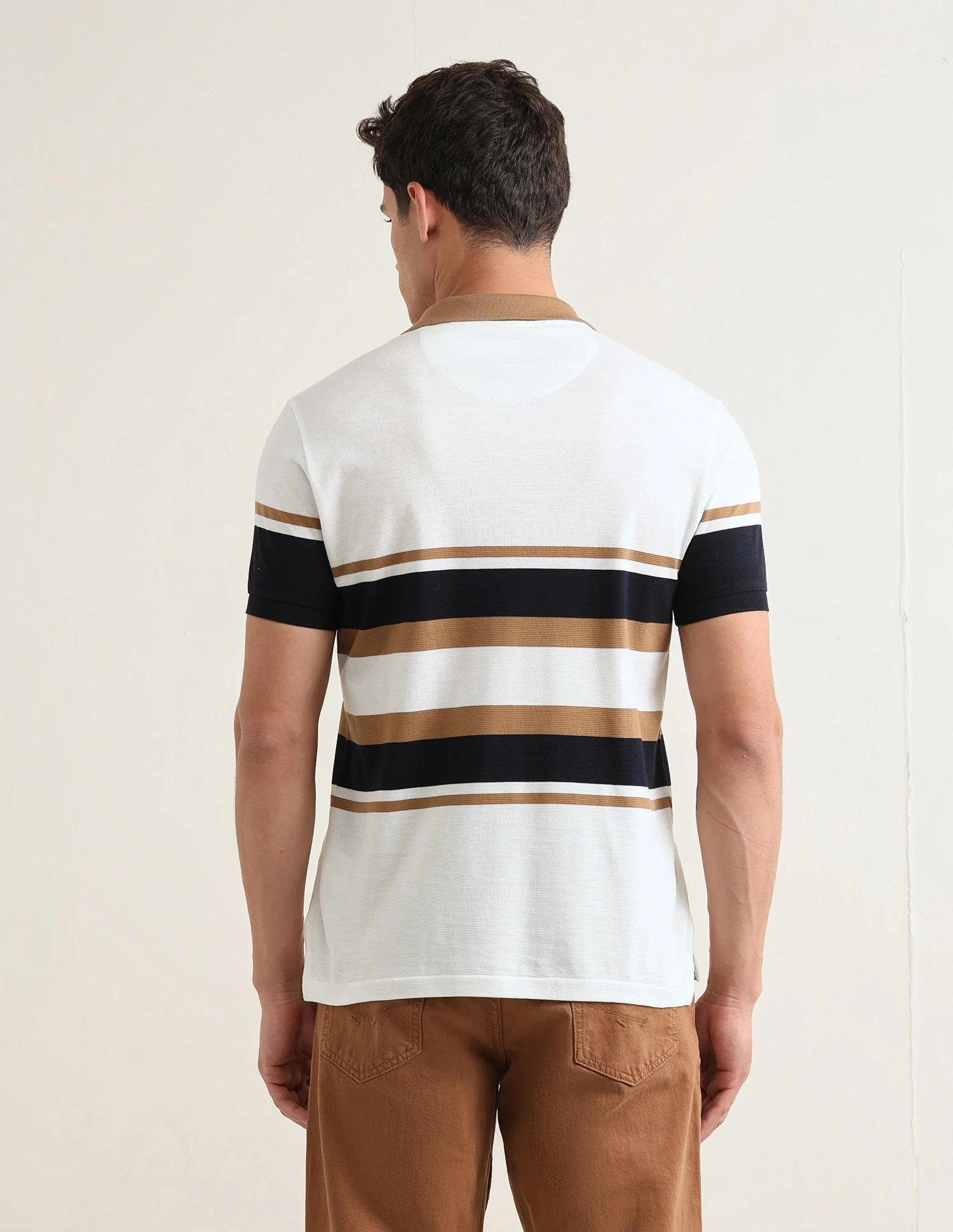 Horizontal Striped Slim Fit Polo Shirt - Image 5