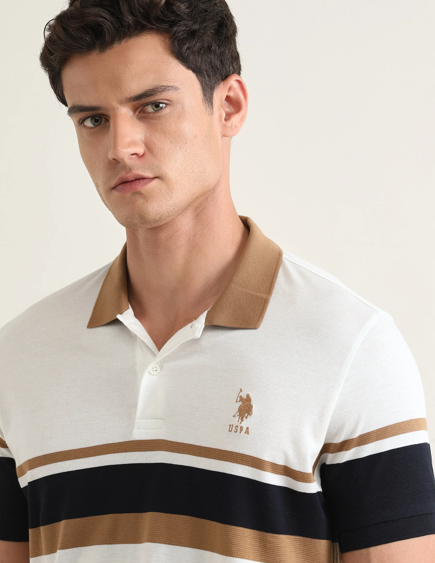 Horizontal Striped Slim Fit Polo Shirt - Image 7