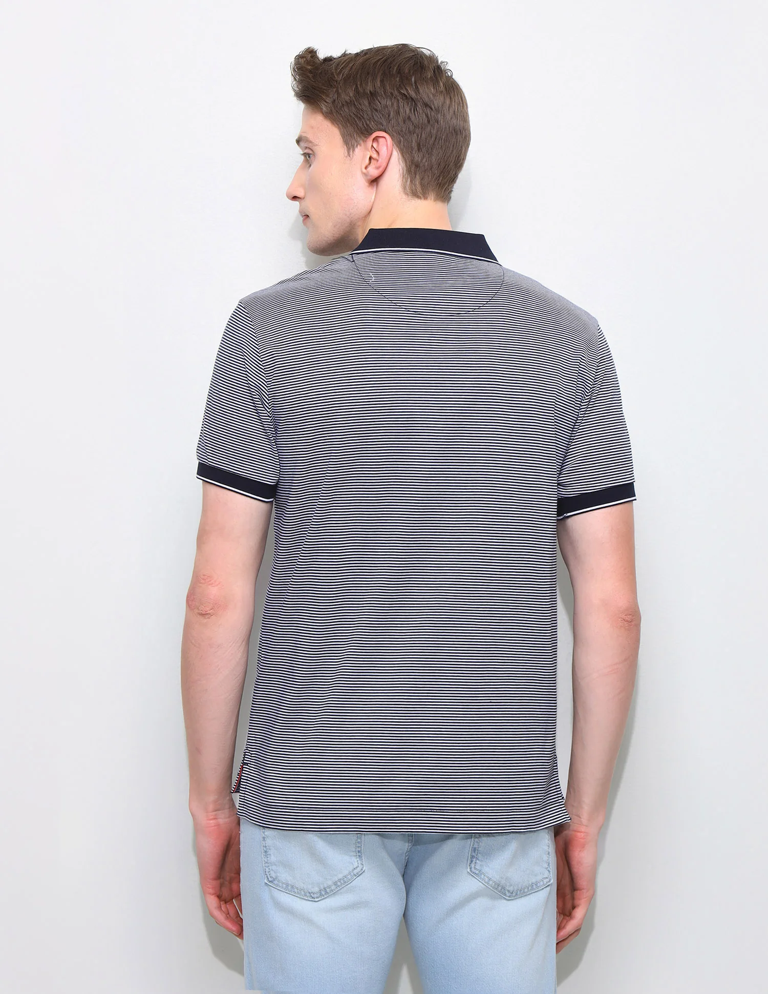 Horizontal Striped Slim Fit Polo Shirt - Image 5