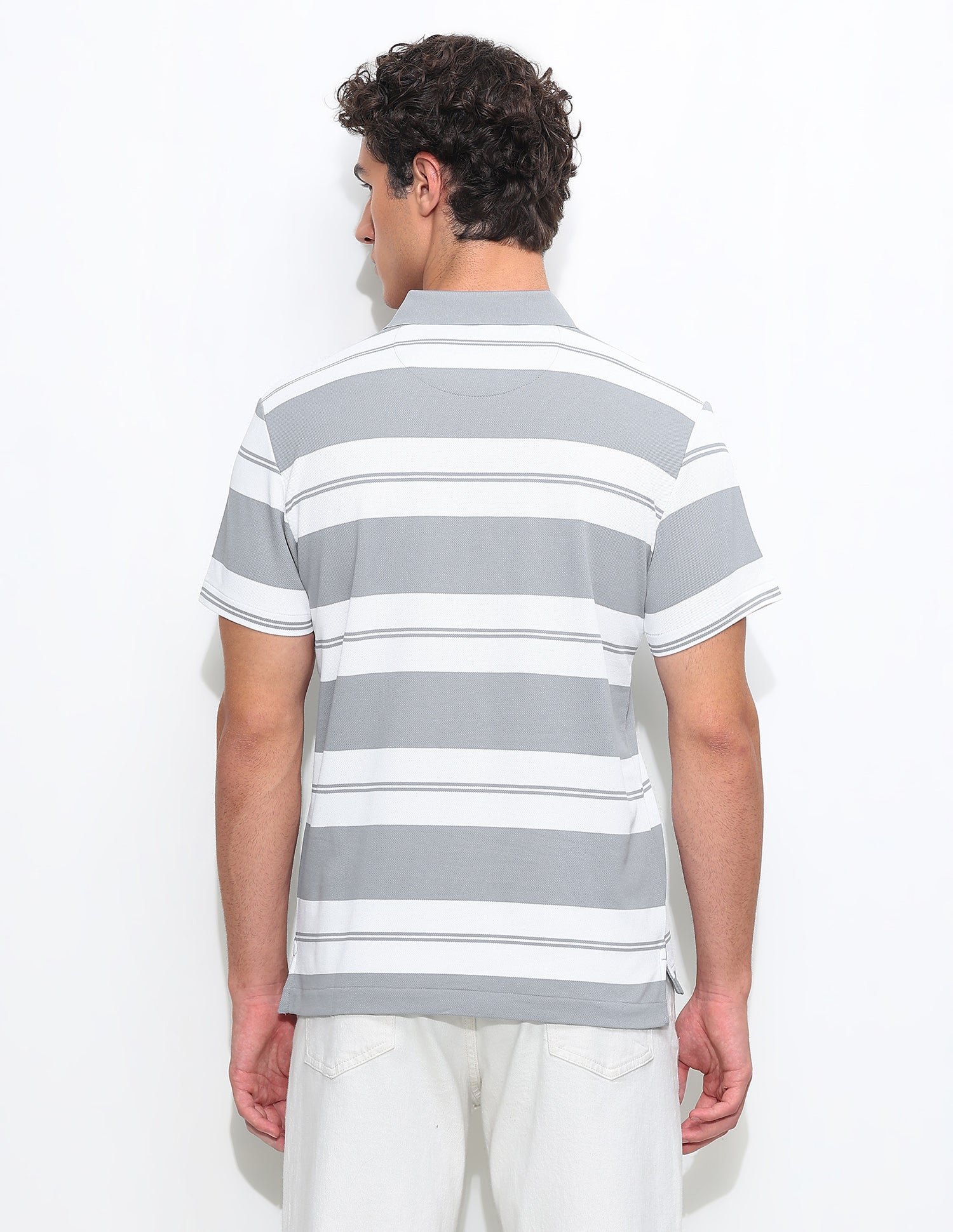 Horizontal Striped Slim Fit Polo Shirt - Image 5