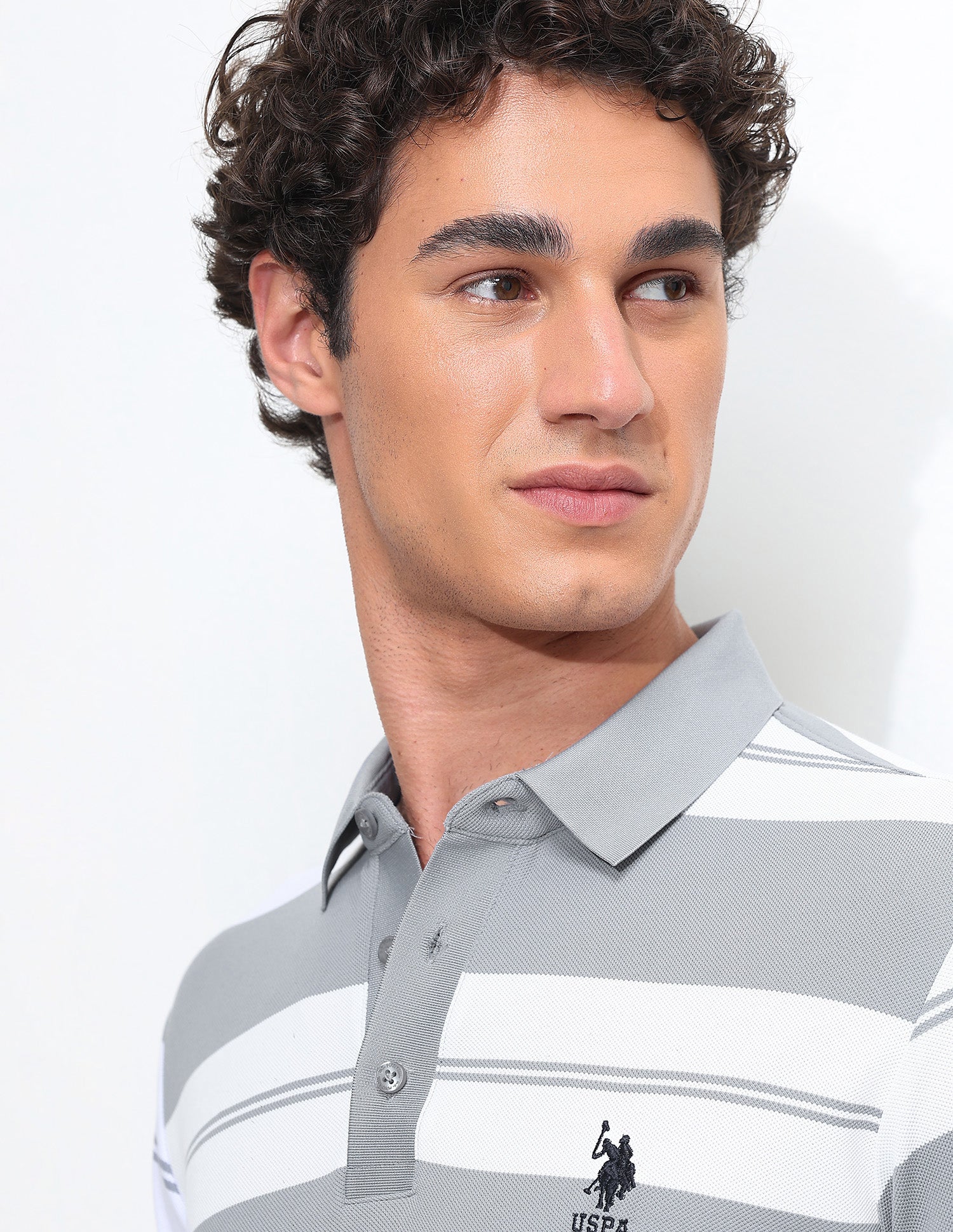 Horizontal Striped Slim Fit Polo Shirt - Image 7