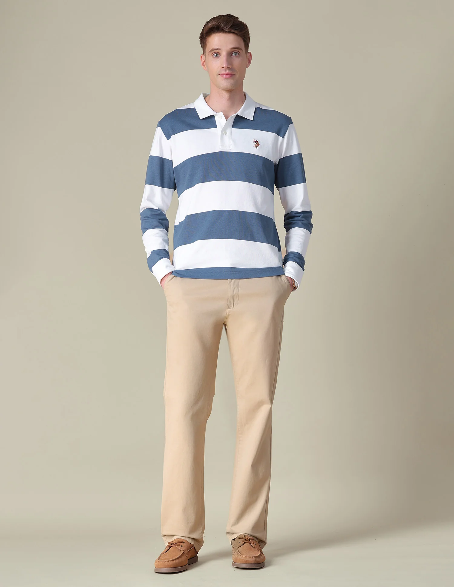 Horizontal Striped Slim Fit Polo Shirt - Image 4