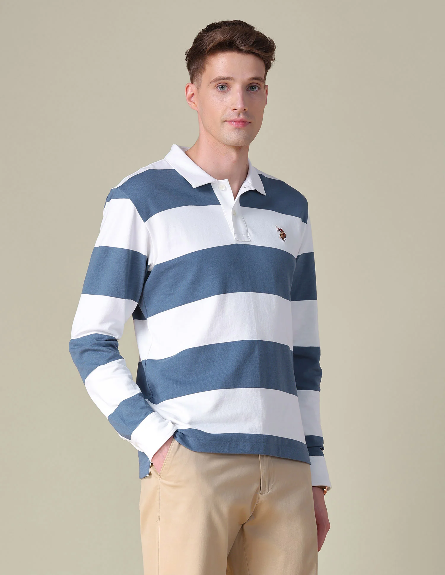 Horizontal Striped Slim Fit Polo Shirt - Image 5