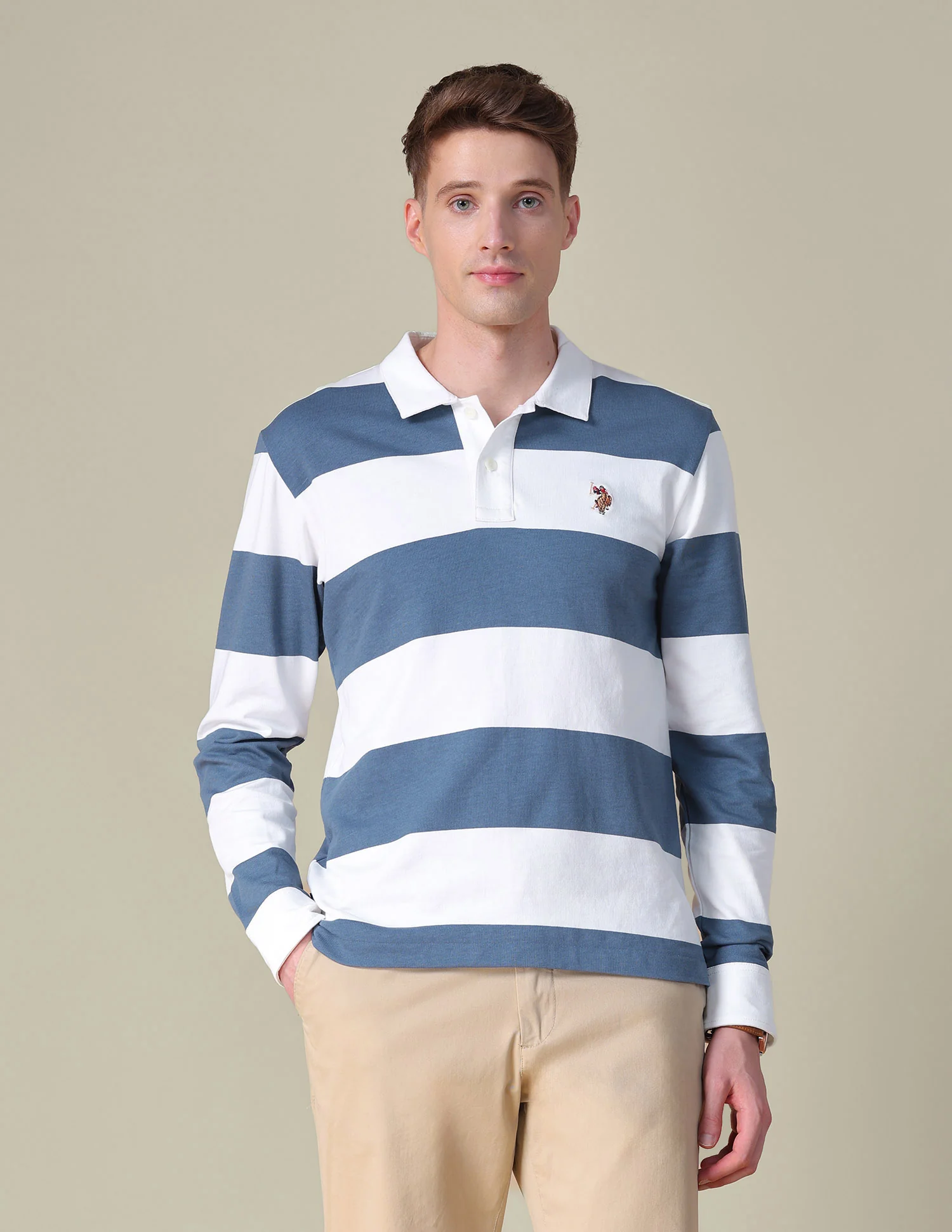 Horizontal Striped Slim Fit Polo Shirt - Image 7