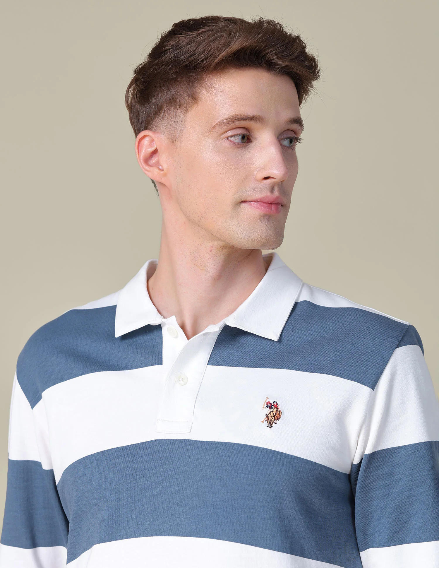 Horizontal Striped Slim Fit Polo Shirt - Image 8