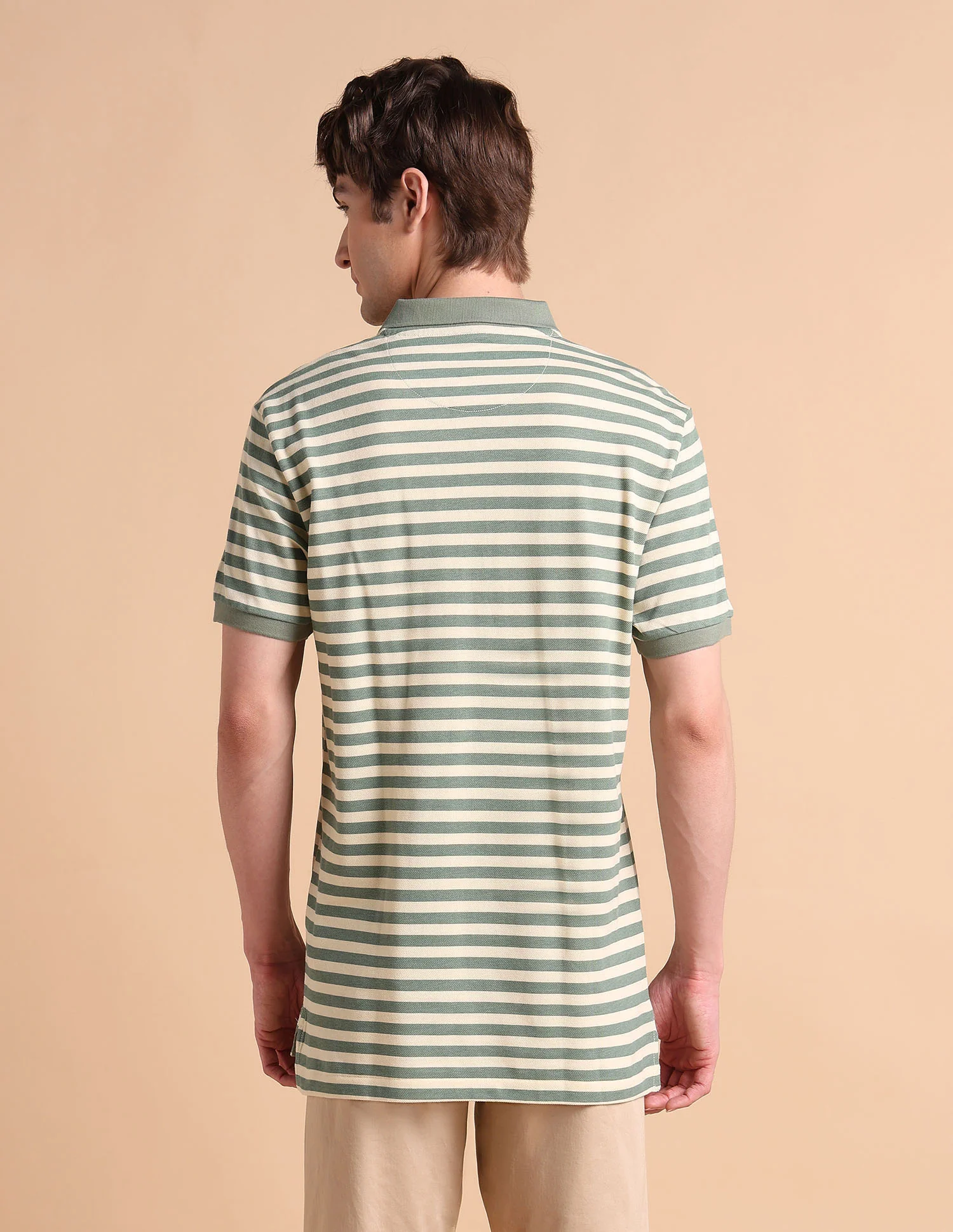Horizontal Striped Slim Fit Polo Shirt - Image 5