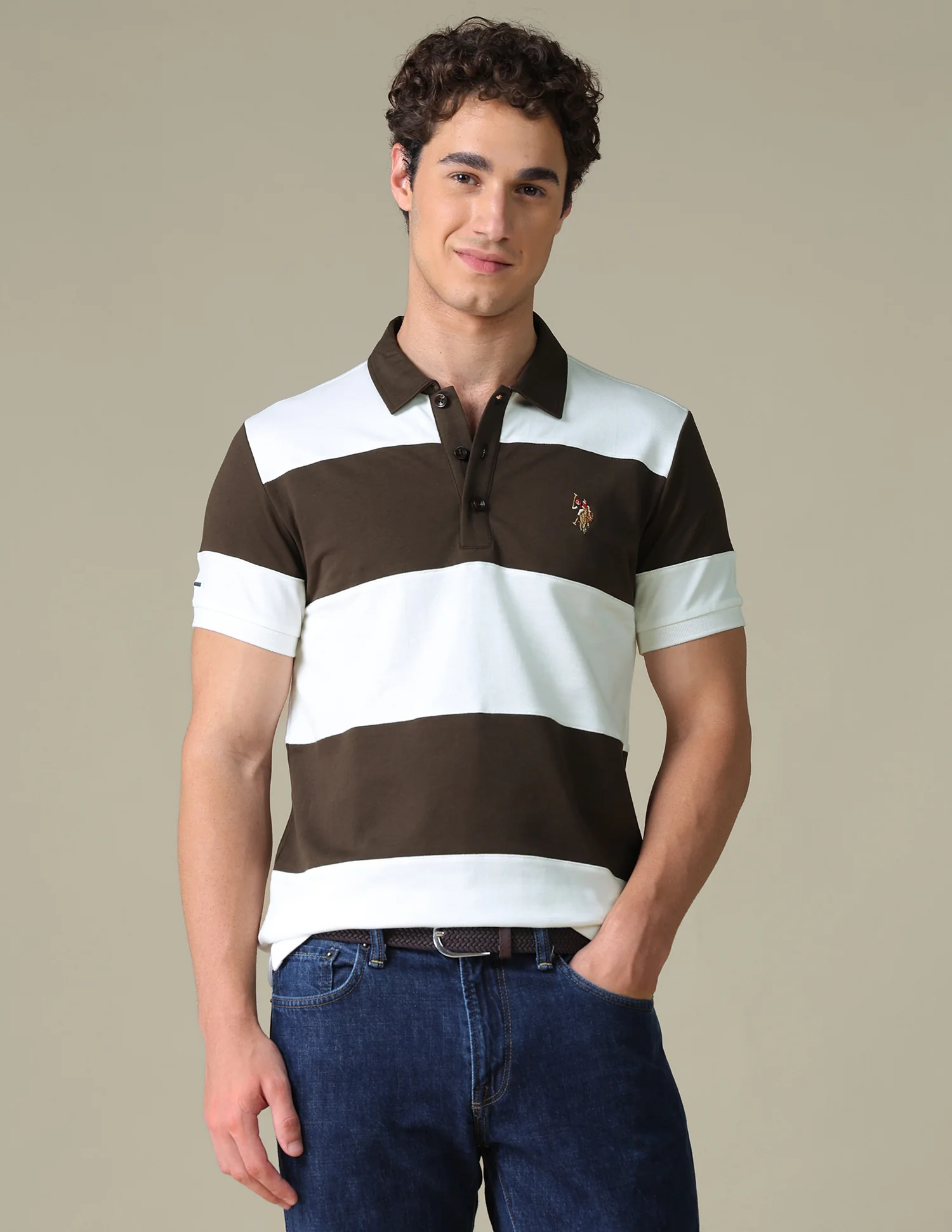 Horizontal Striped Slim Fit Polo Shirt