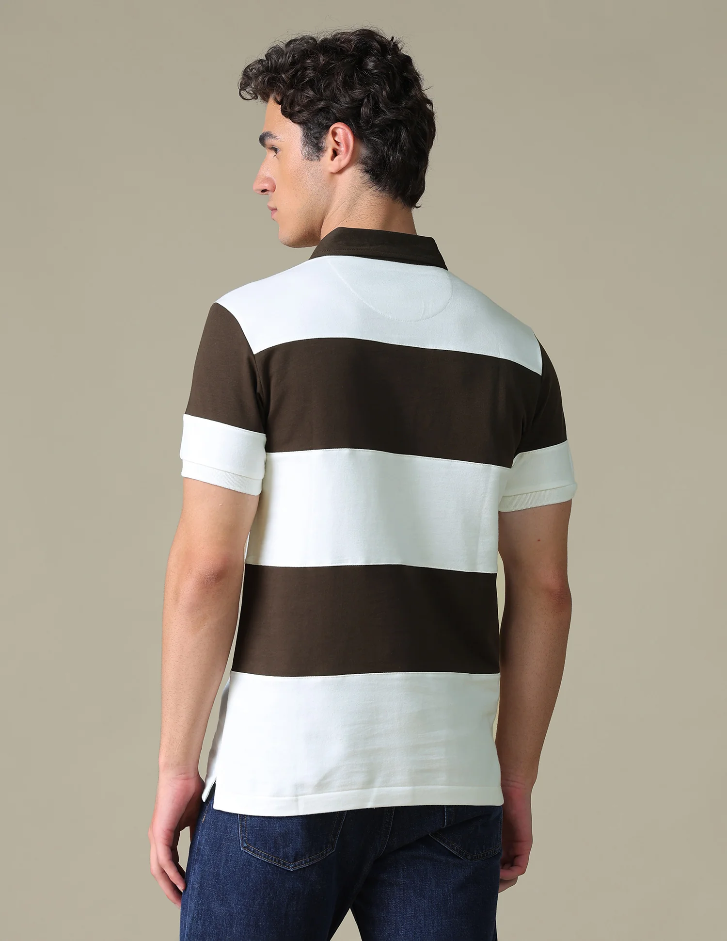 Horizontal Striped Slim Fit Polo Shirt - Image 5