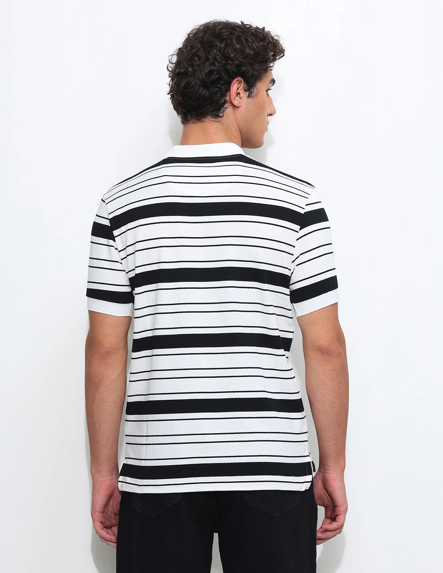 Horizontal Striped Slim Fit Polo Shirt - Image 5