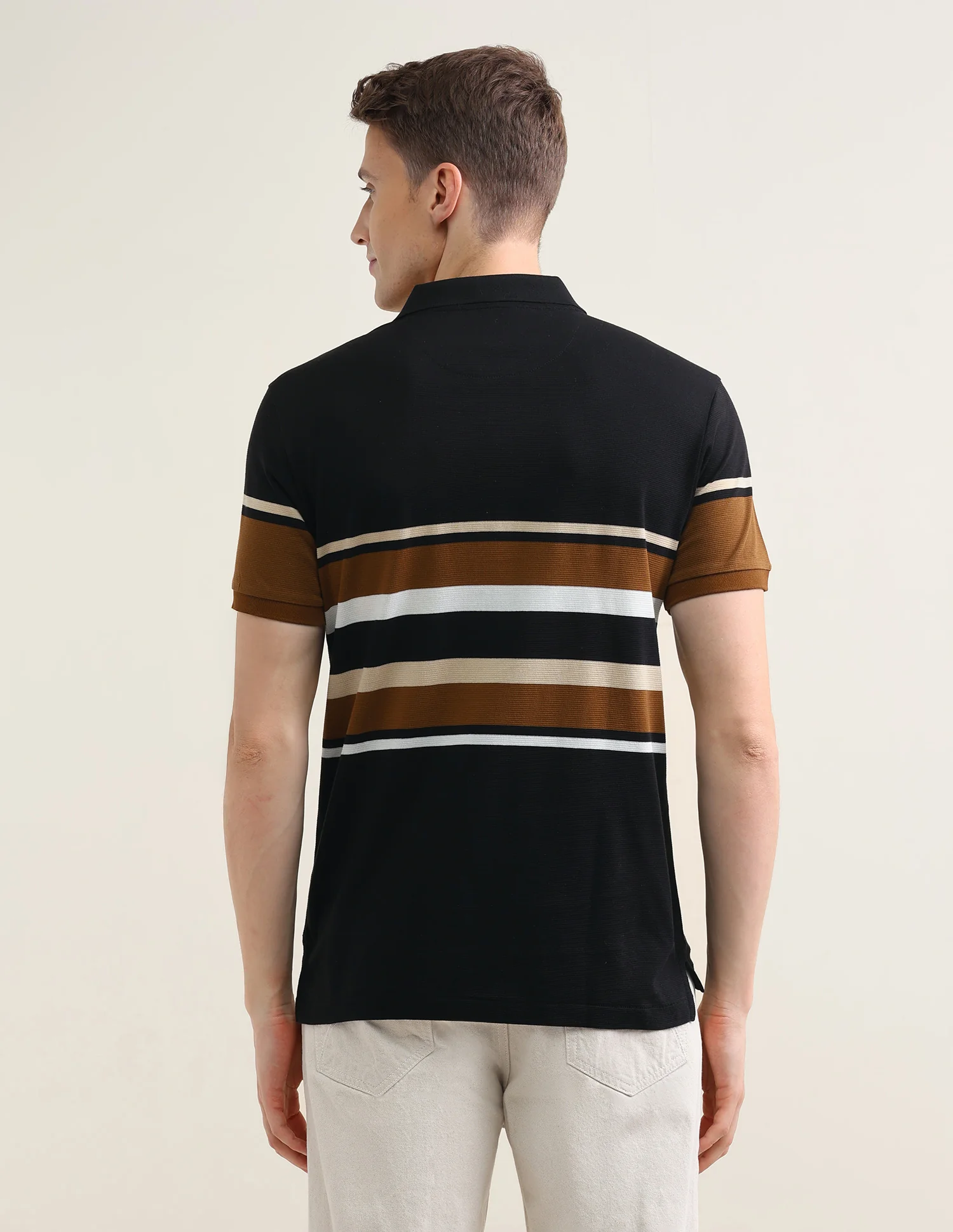 Horizontal Striped Slim Fit Polo Shirt - Image 5