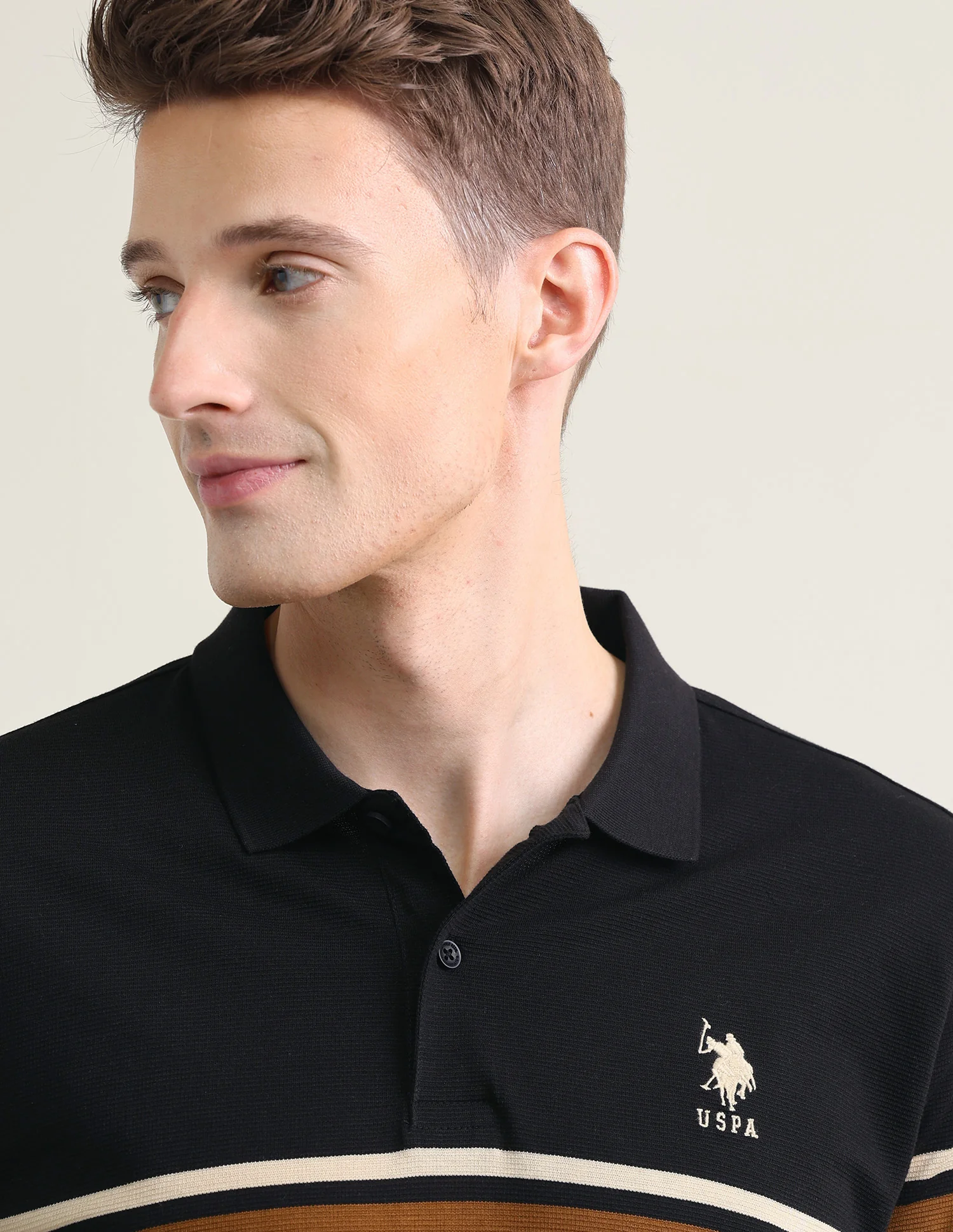 Horizontal Striped Slim Fit Polo Shirt - Image 7
