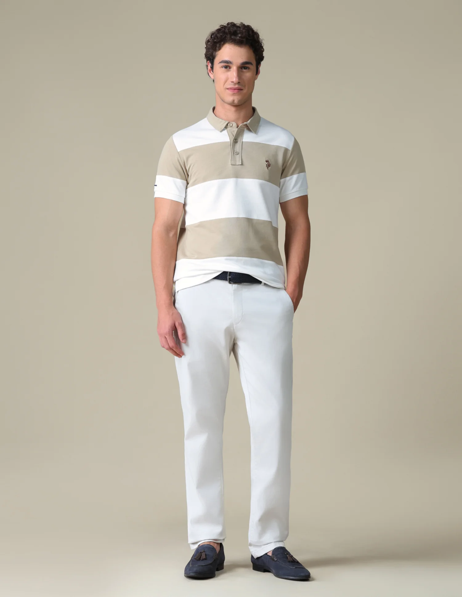 Horizontal Striped Slim Fit Polo Shirt - Image 3
