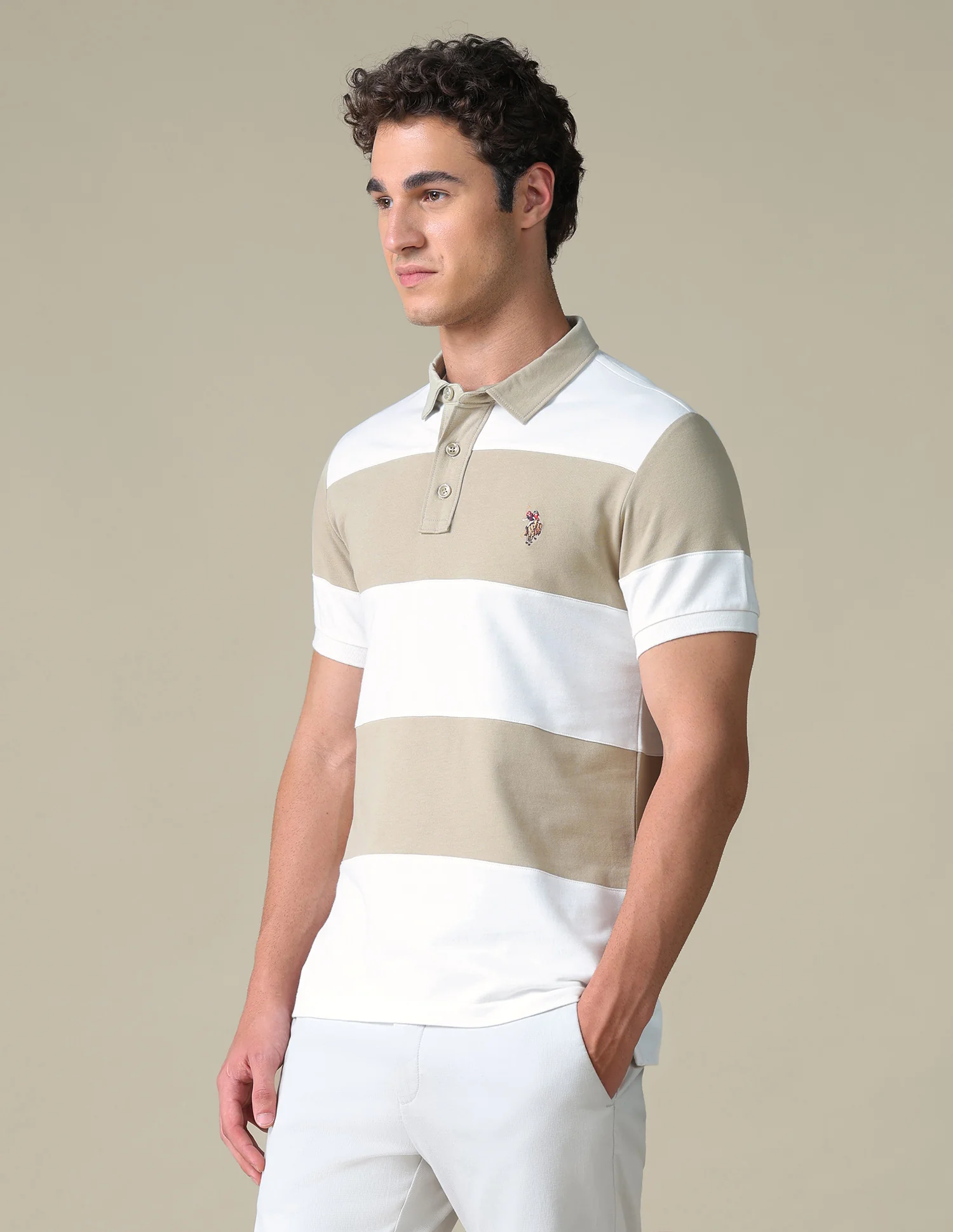 Horizontal Striped Slim Fit Polo Shirt - Image 4