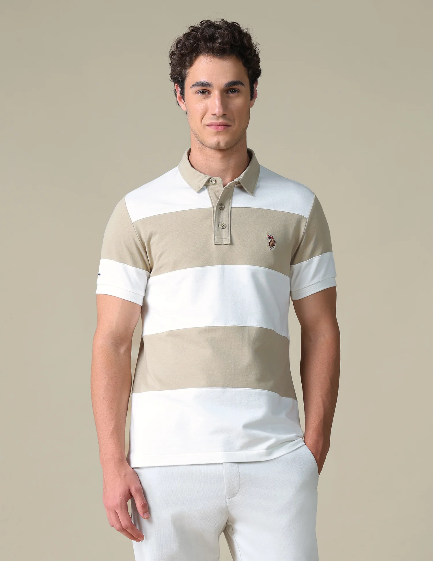 Horizontal Striped Slim Fit Polo Shirt - Image 6