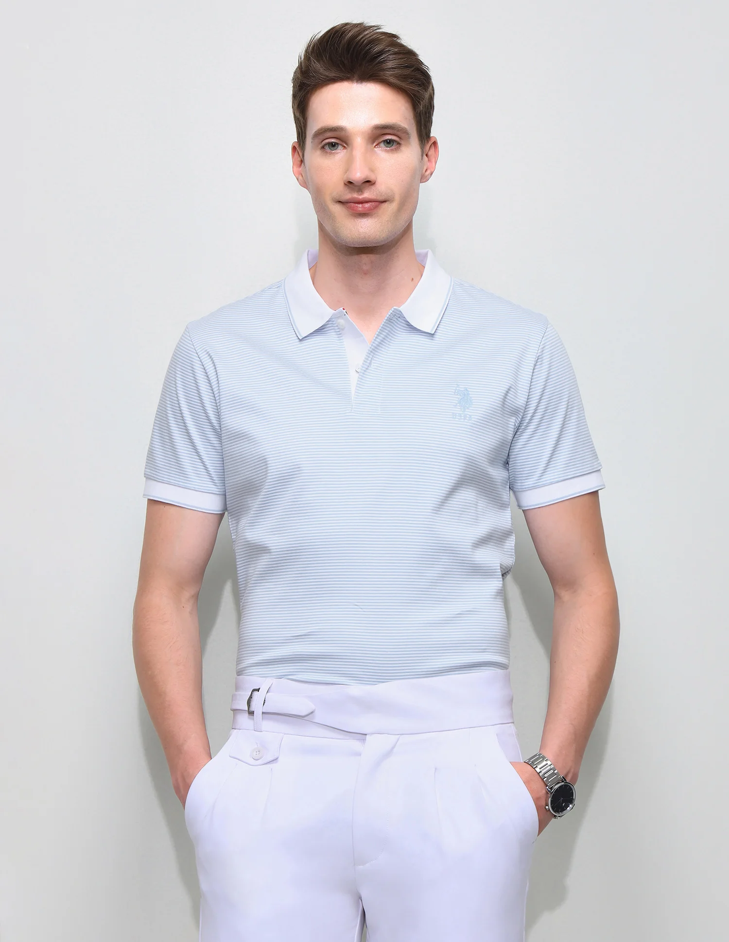 Horizontal Striped Slim Fit Polo Shirt