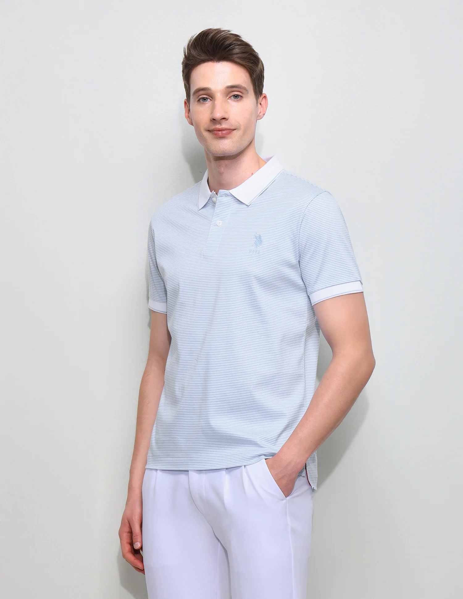 Horizontal Striped Slim Fit Polo Shirt - Image 4