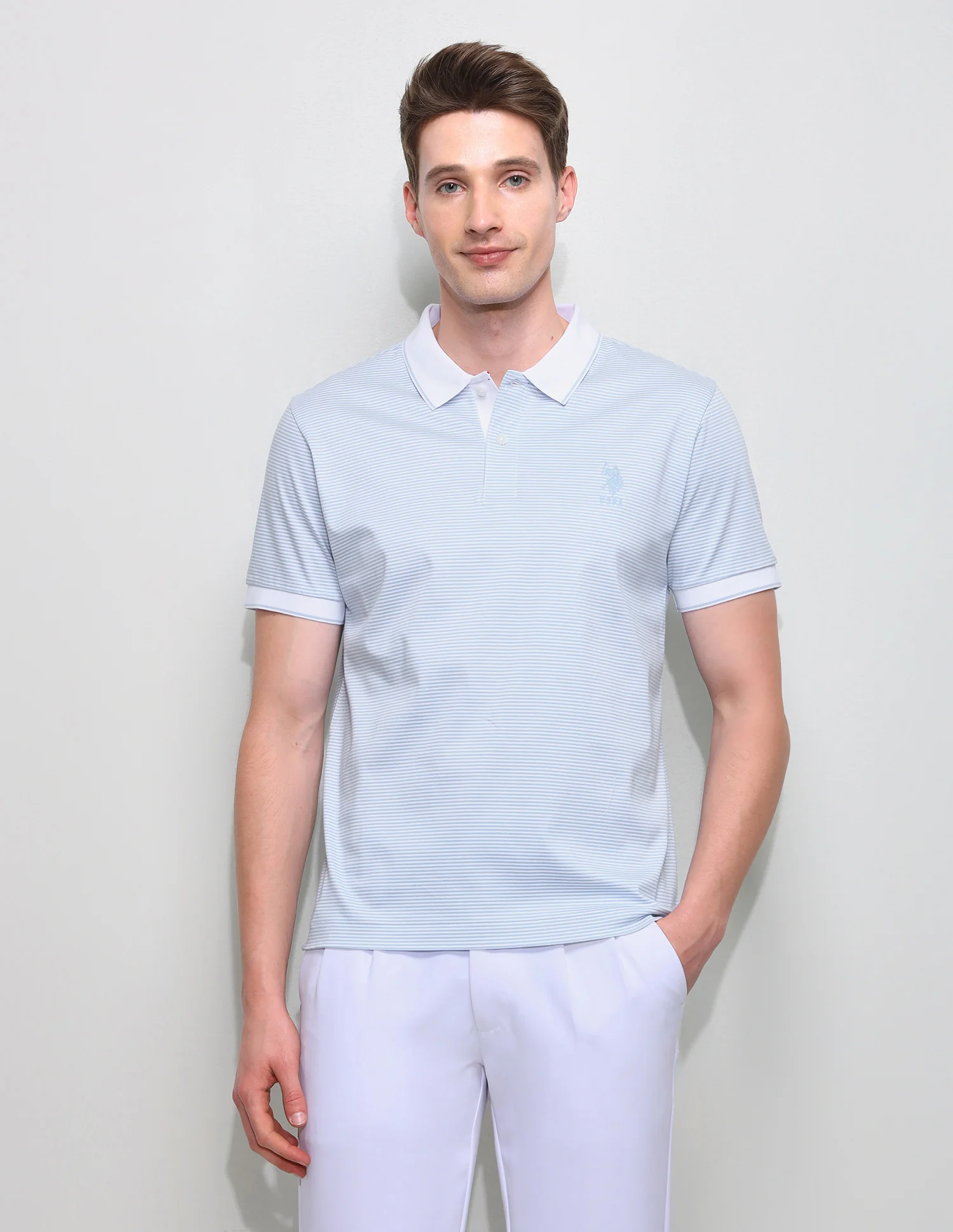 Horizontal Striped Slim Fit Polo Shirt - Image 6