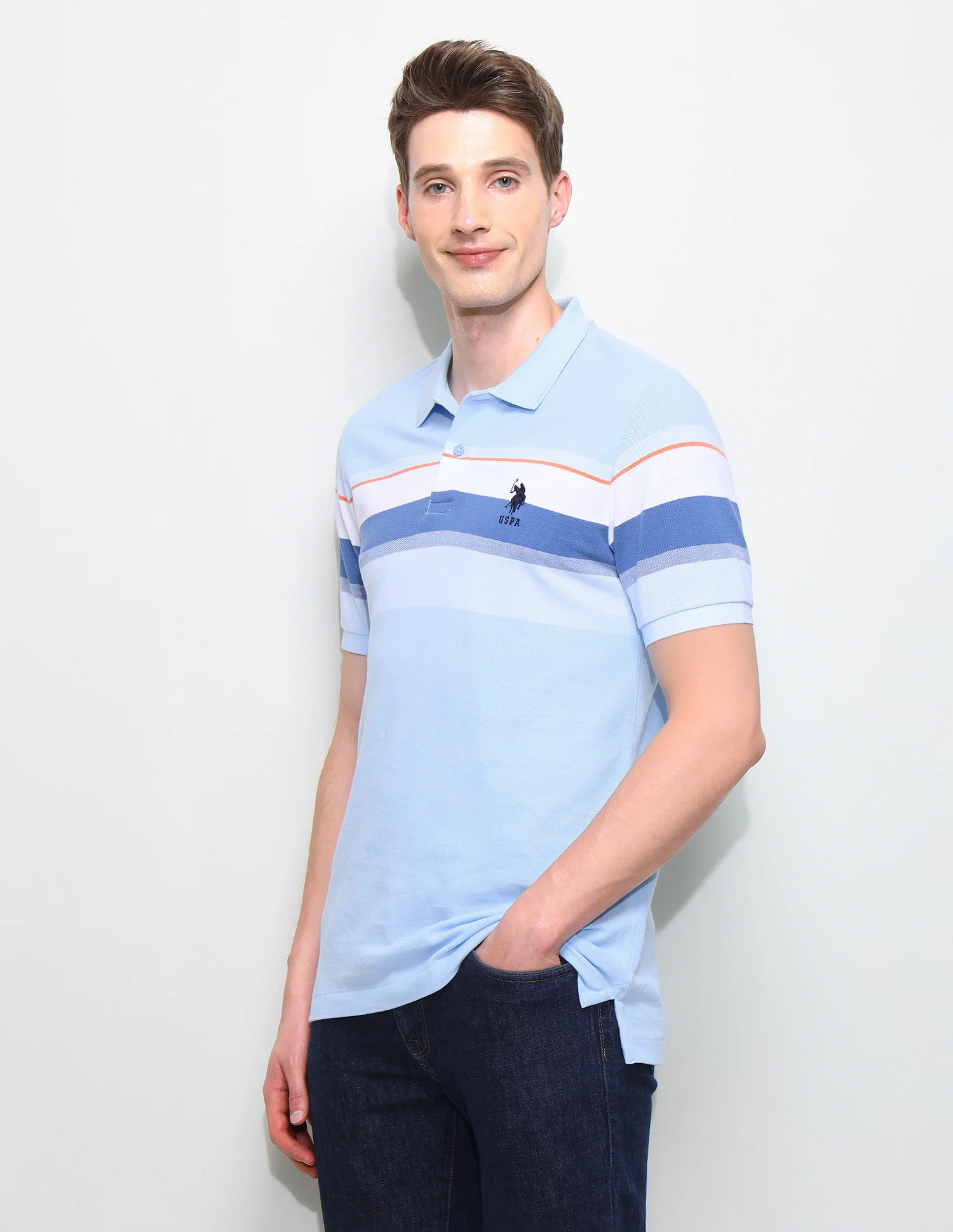 Horizontal Striped Slim Fit Polo Shirt - Image 4