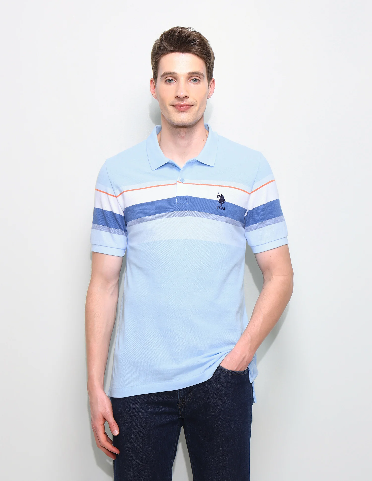 Horizontal Striped Slim Fit Polo Shirt - Image 6