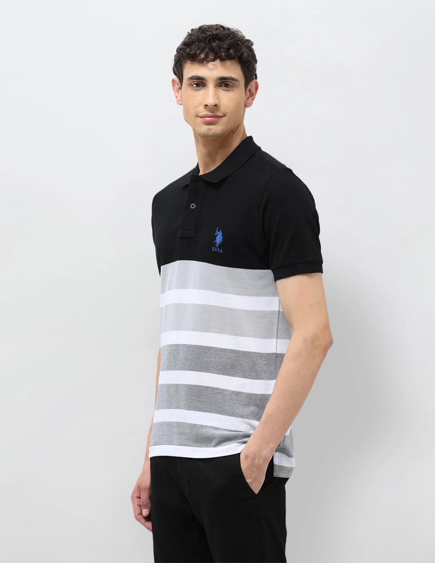 Horizontal Striped Slim Fit Polo shirt - Image 4