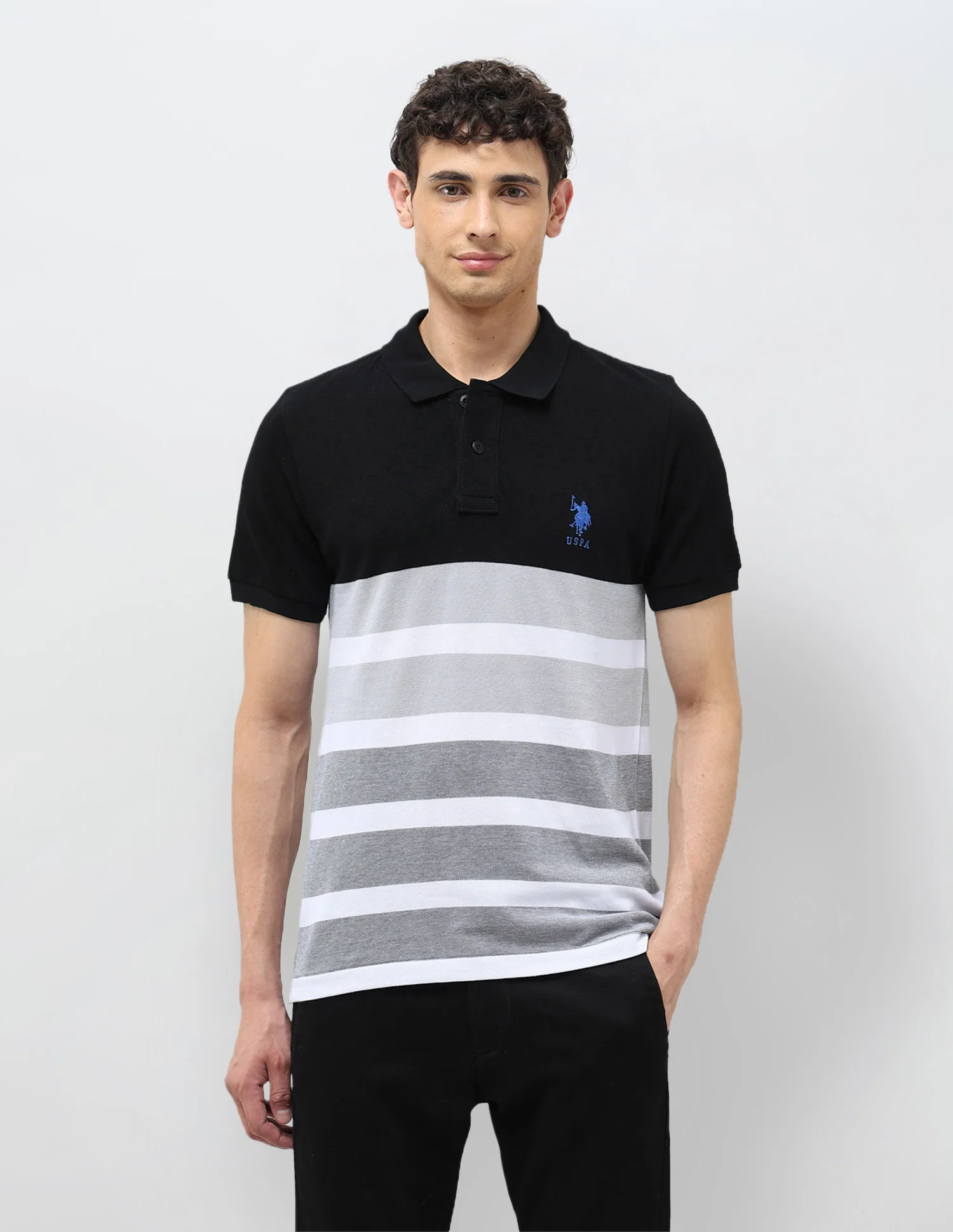 Horizontal Striped Slim Fit Polo shirt - Image 6