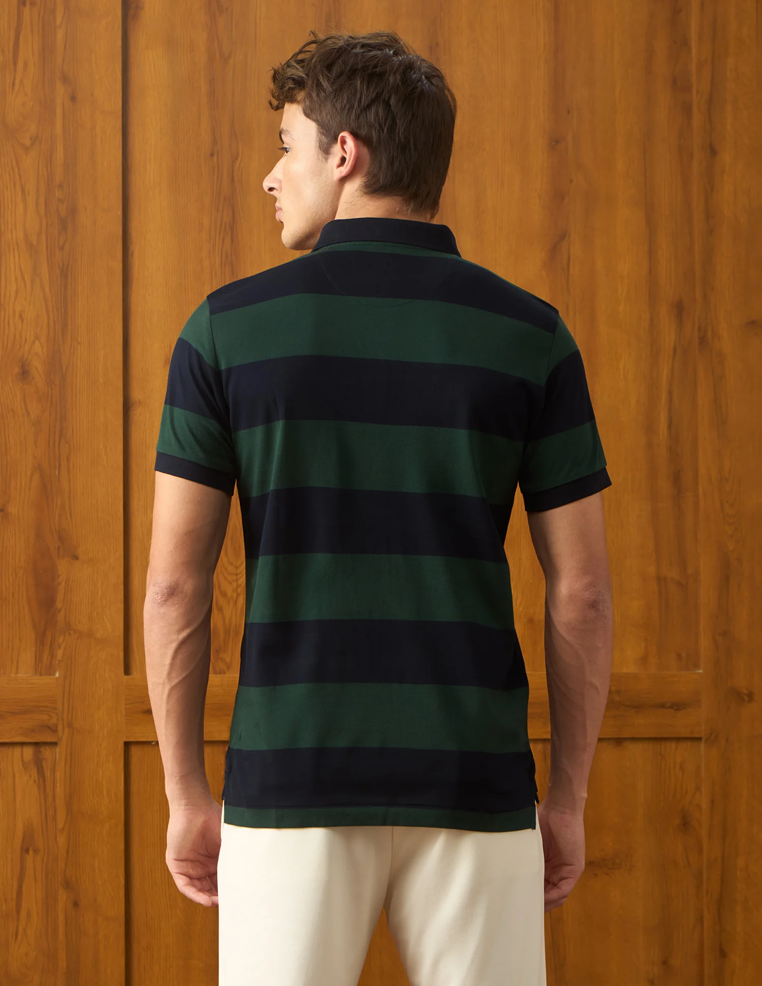 Horizontal Striped Slim Fit Polo Shirt - Image 5