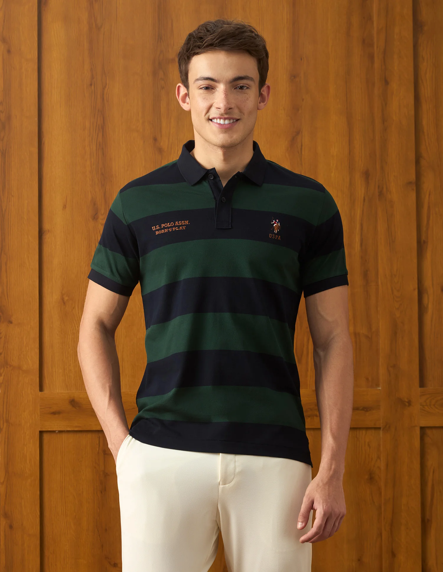 Horizontal Striped Slim Fit Polo Shirt - Image 6