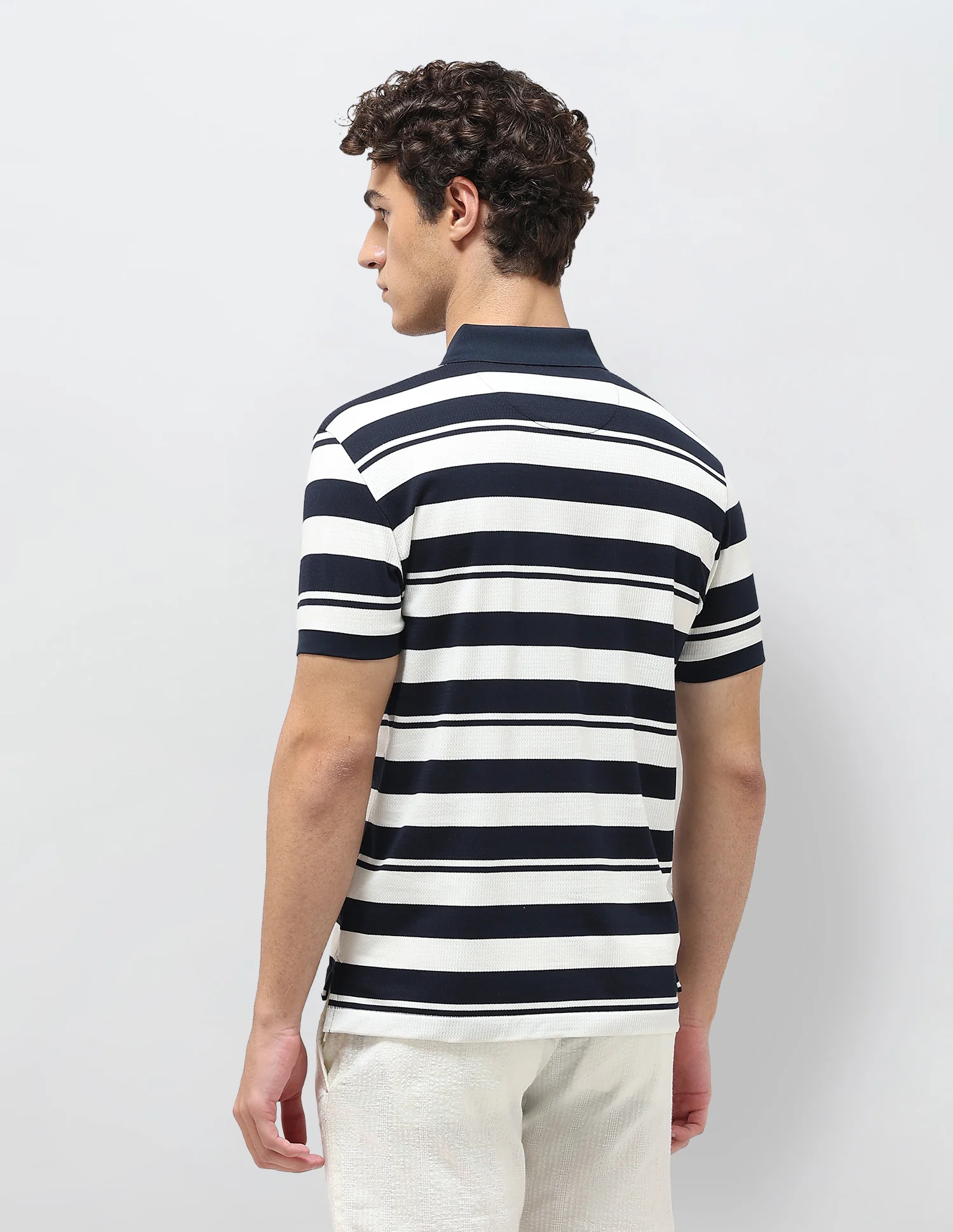 Horizontal Striped Slim Fit Polo Shirt - Image 5