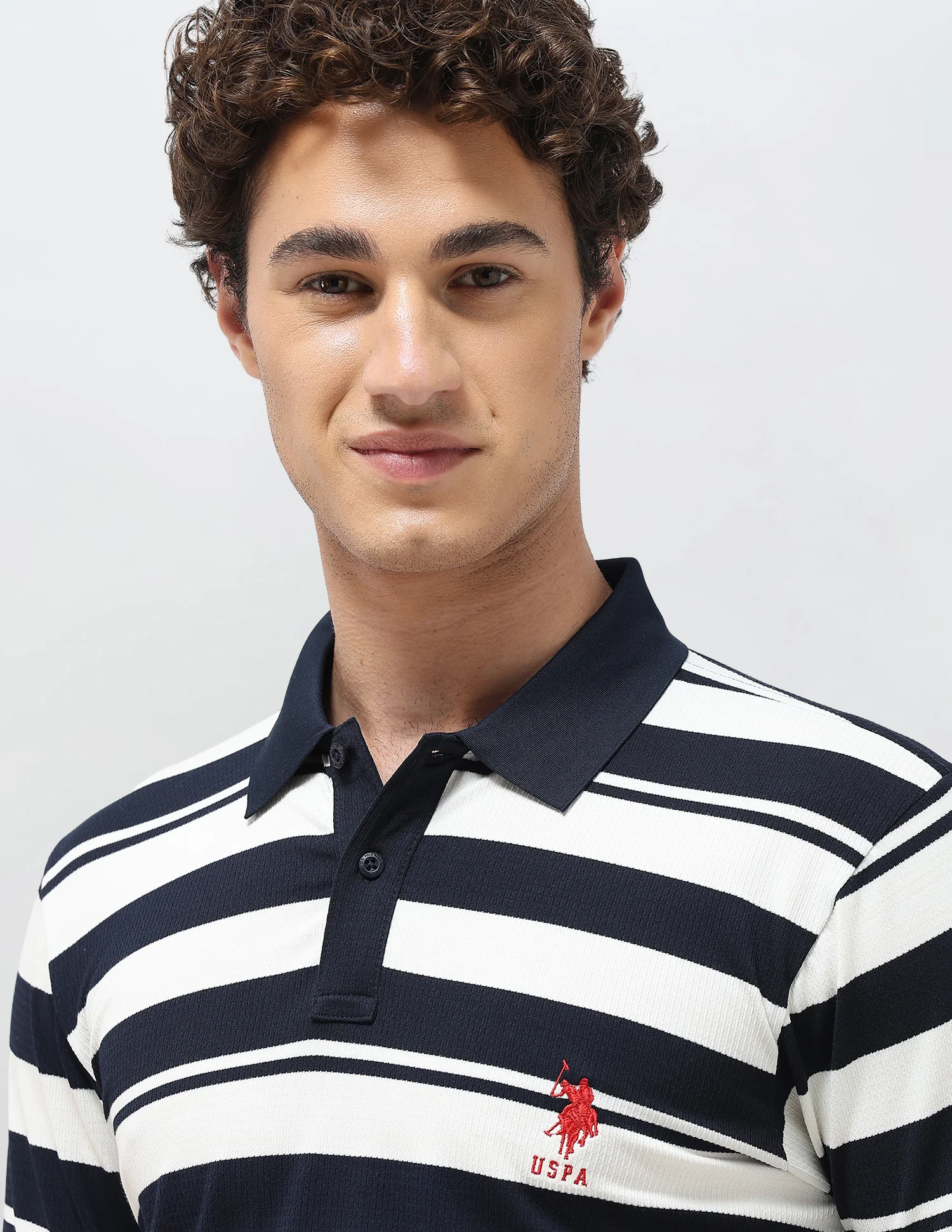 Horizontal Striped Slim Fit Polo Shirt - Image 7
