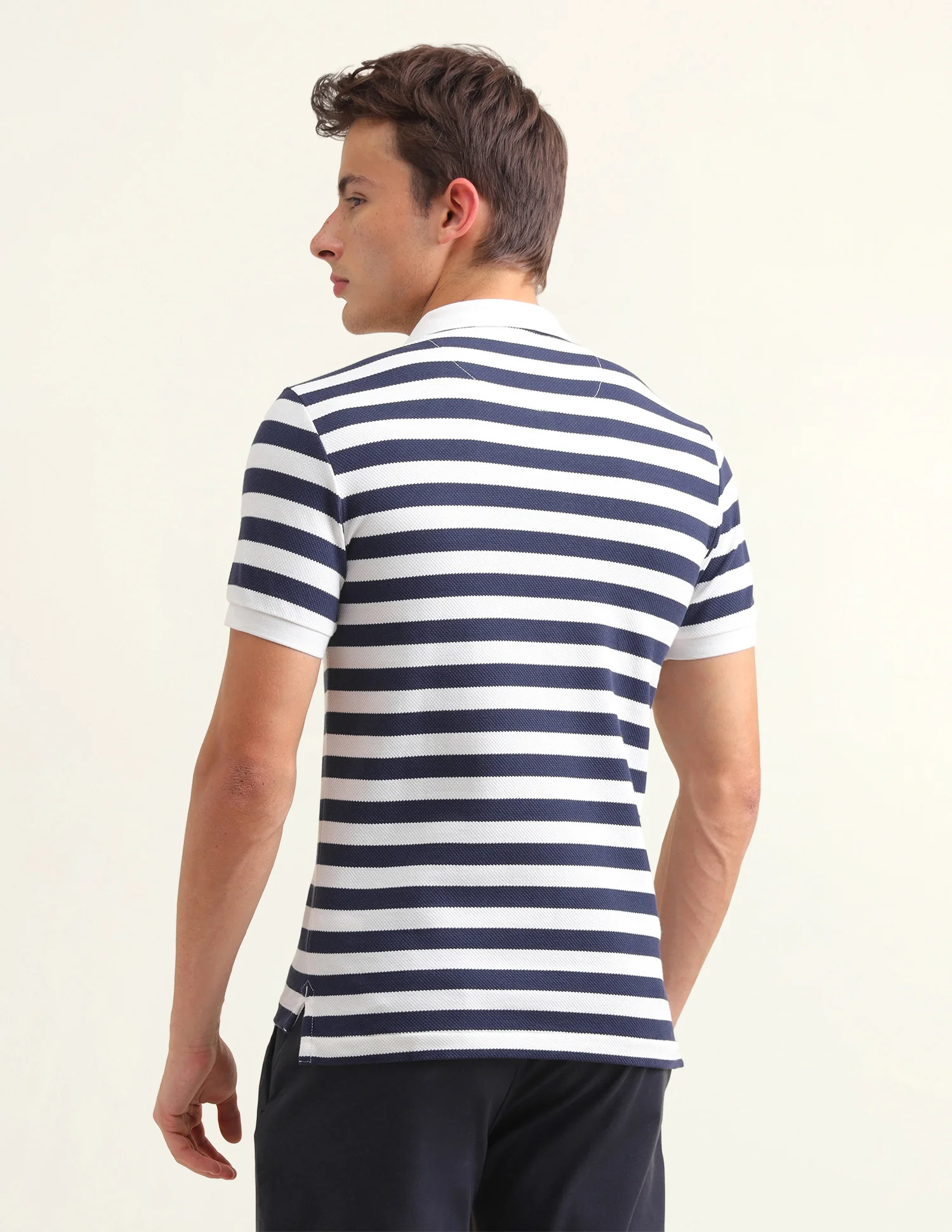 Horizontal Striped Slim Fit Polo Shirt - Image 5