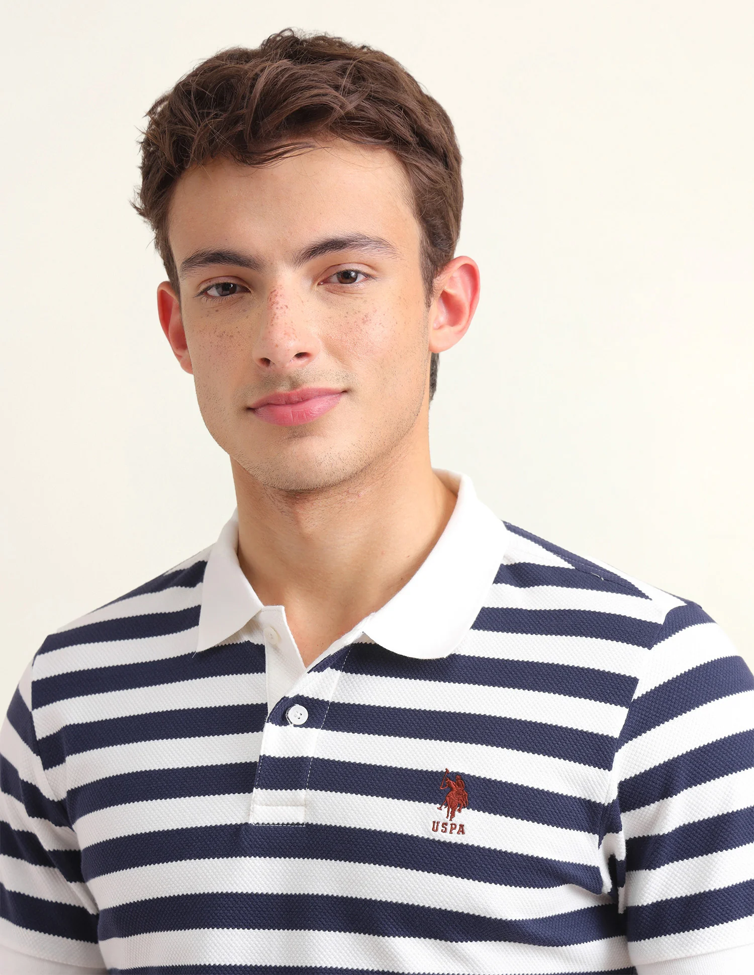 Horizontal Striped Slim Fit Polo Shirt - Image 7