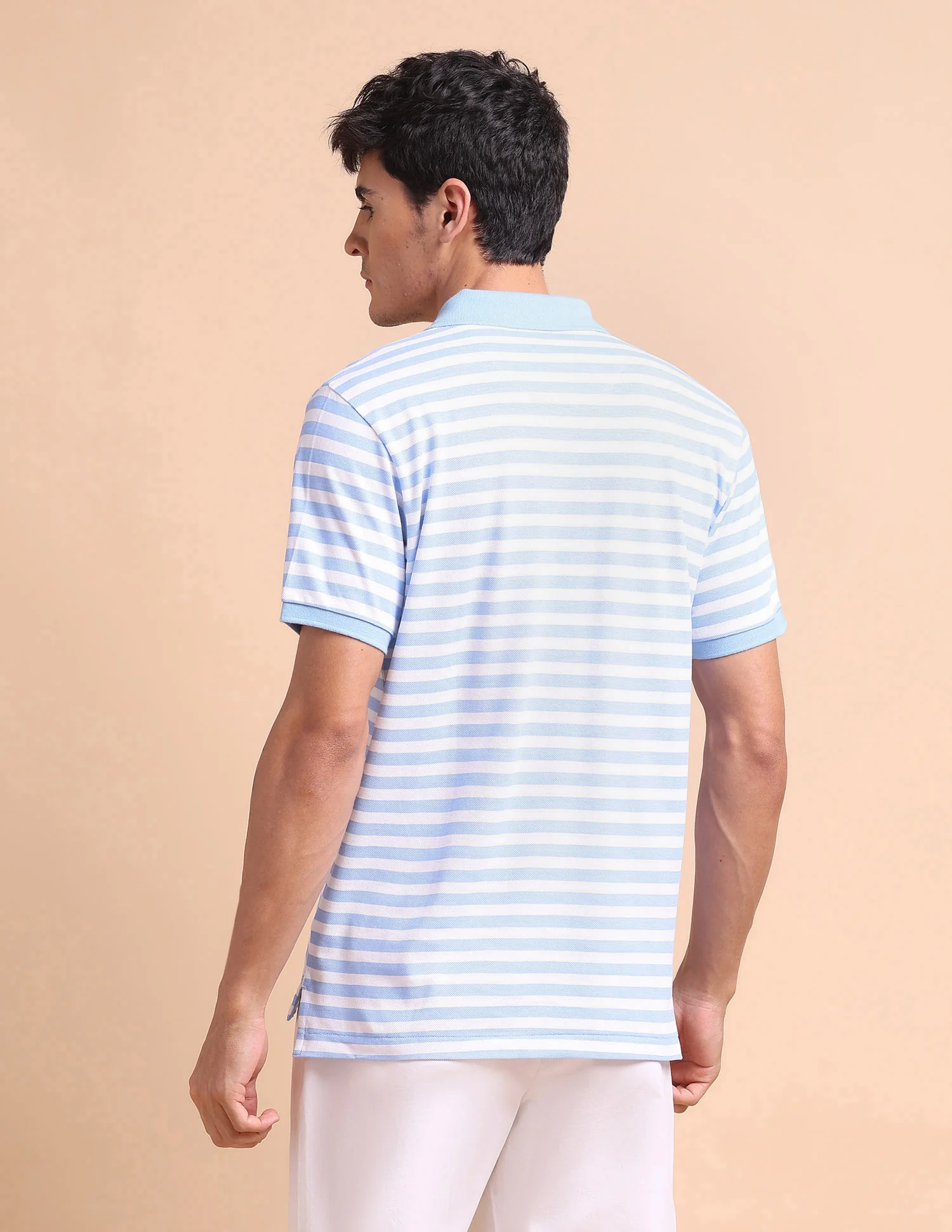 Horizontal Striped Slim Fit Polo Shirt - Image 5