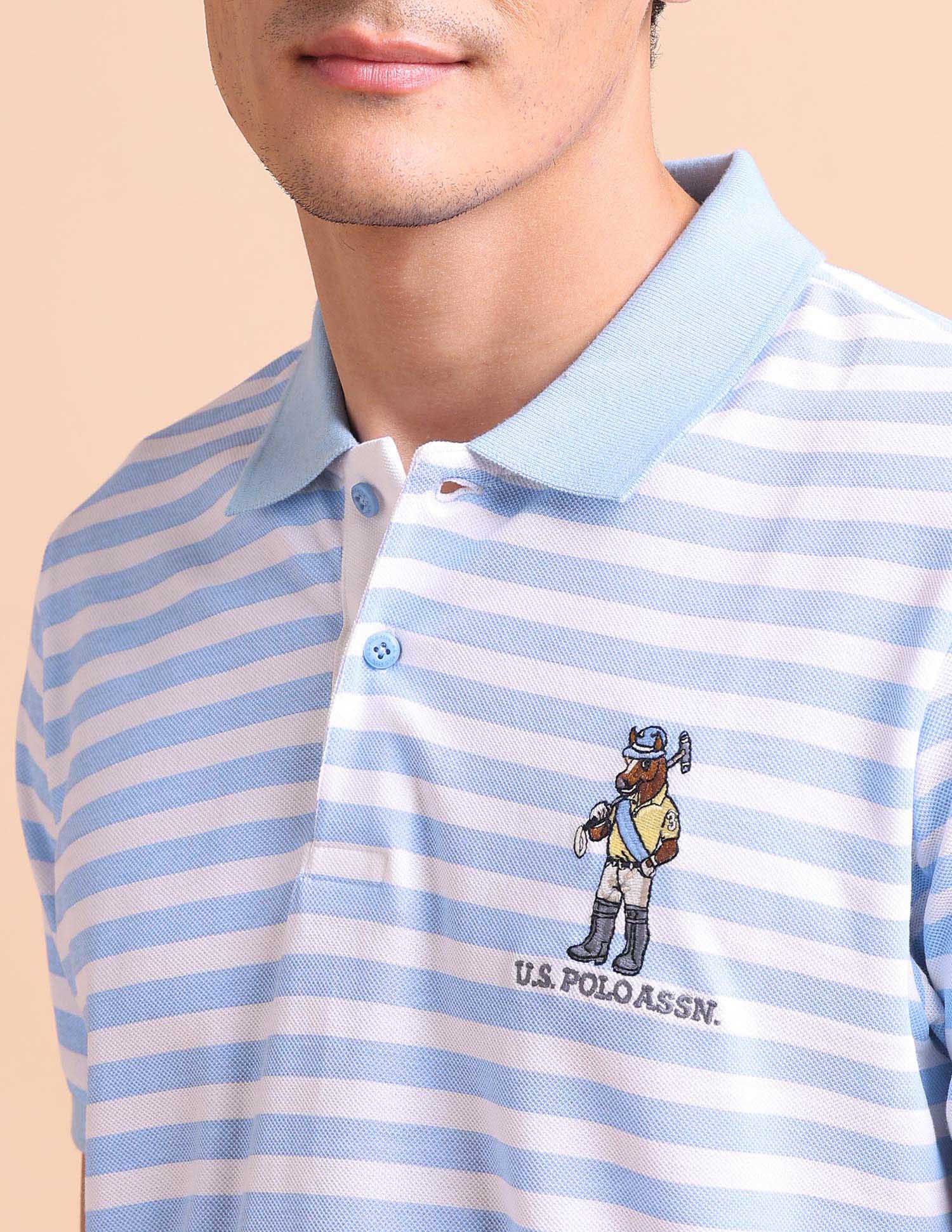 Horizontal Striped Slim Fit Polo Shirt - Image 7