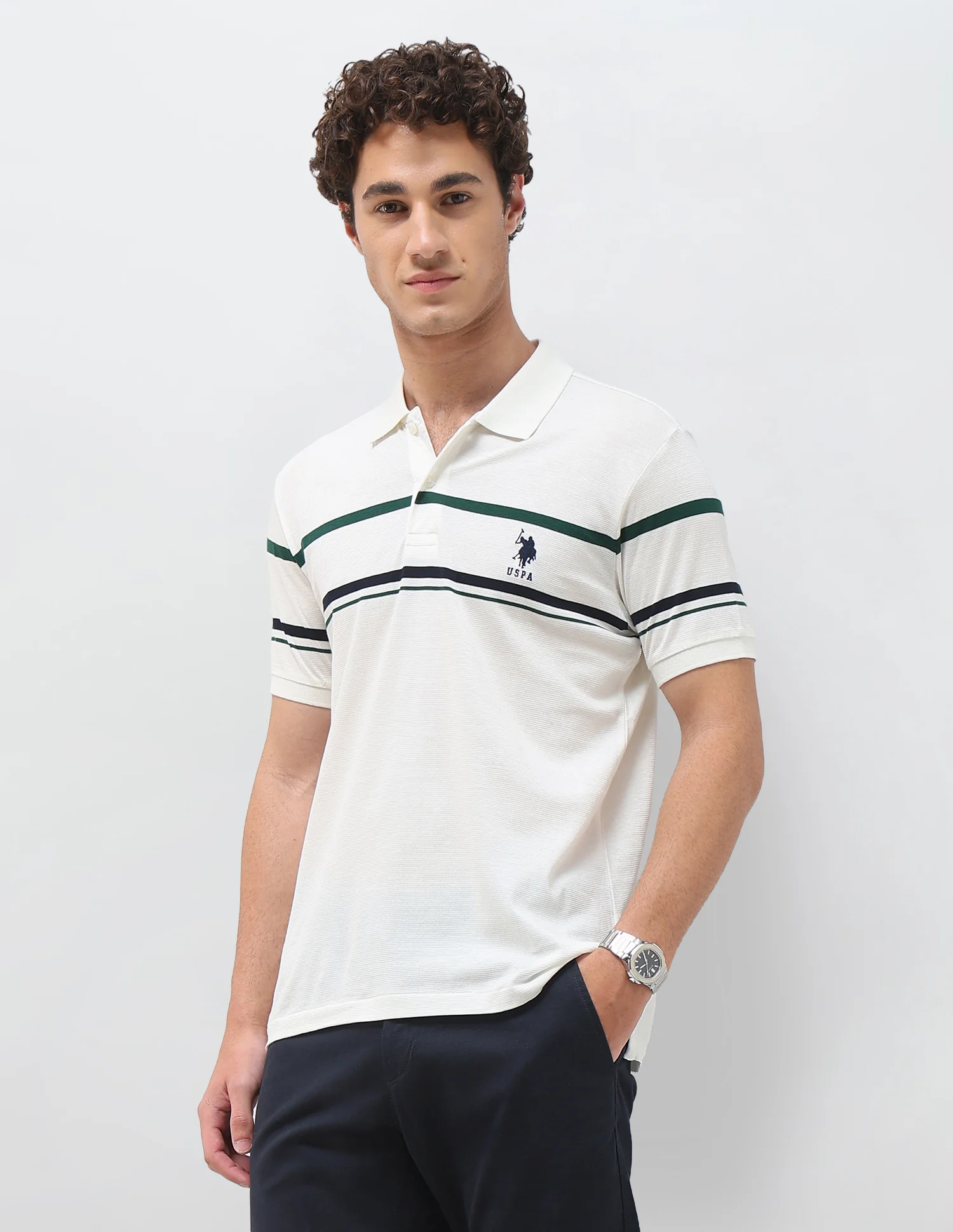 Horizontal Striped Slim Fit Polo Shirt