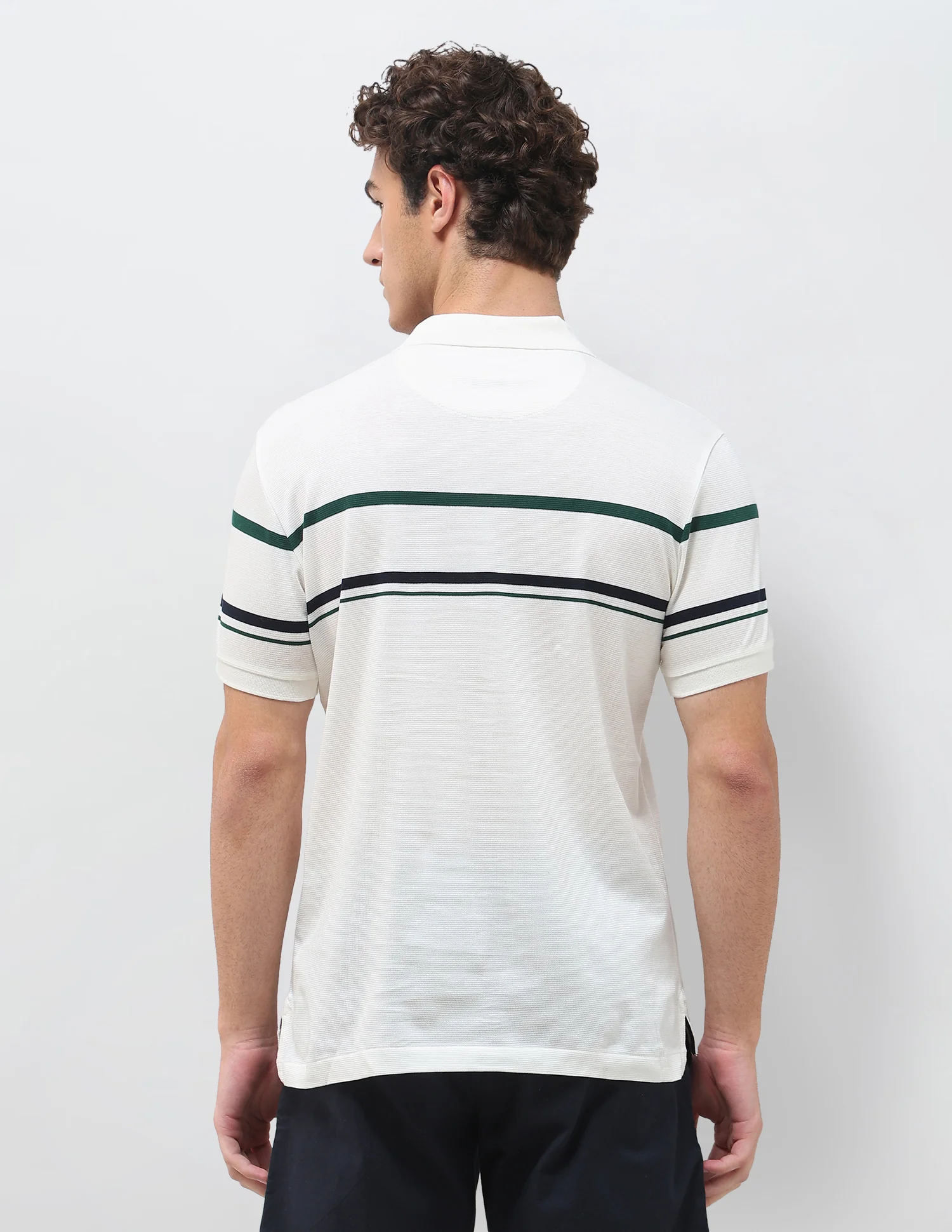 Horizontal Striped Slim Fit Polo Shirt - Image 5