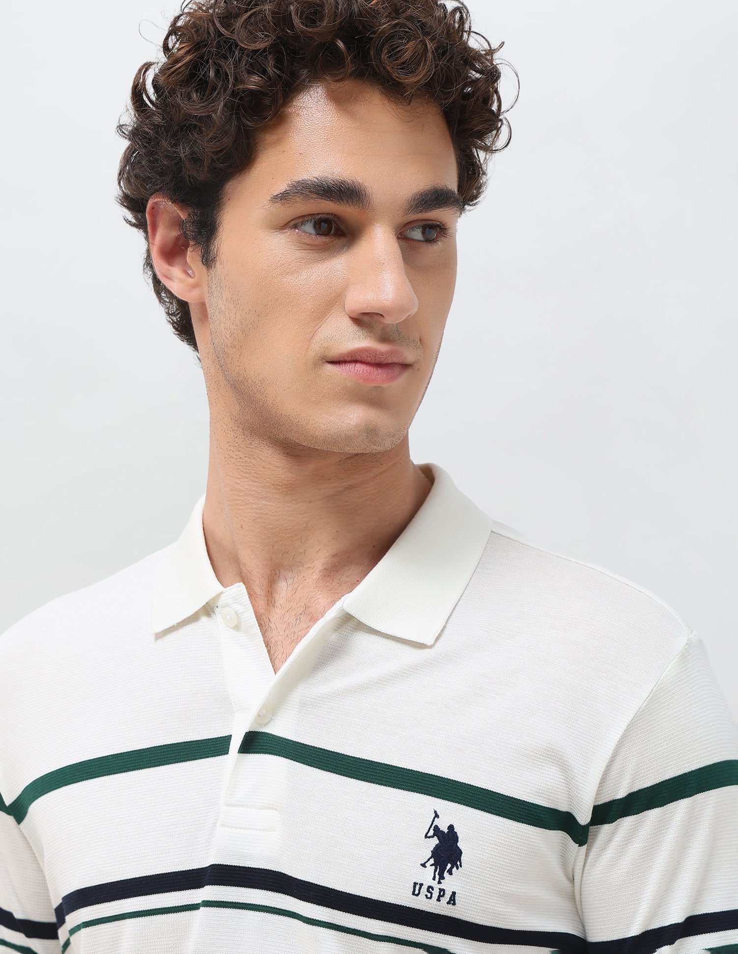 Horizontal Striped Slim Fit Polo Shirt - Image 7